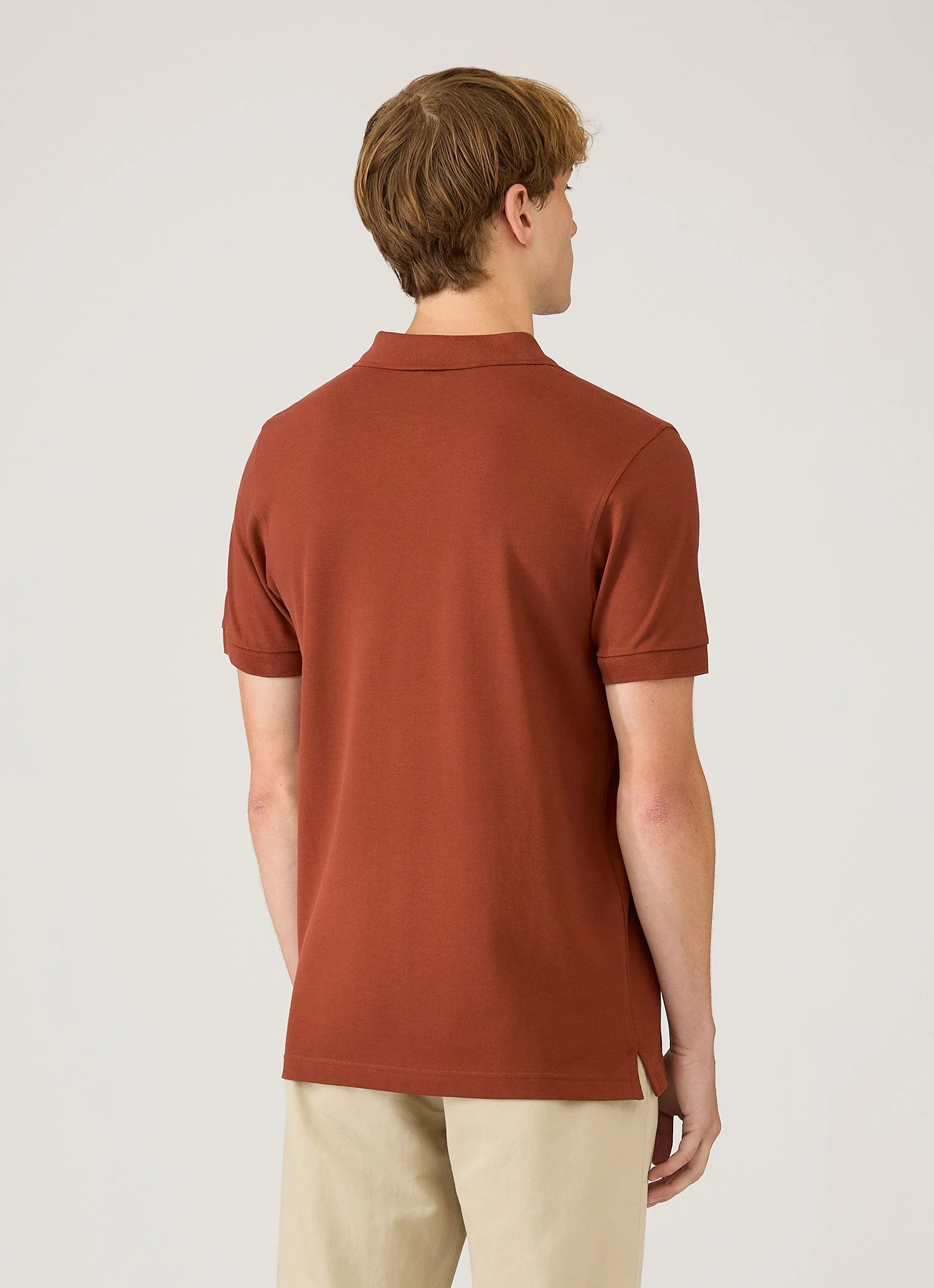 Men's Piqué Polo Shirt in Rust - Image 5
