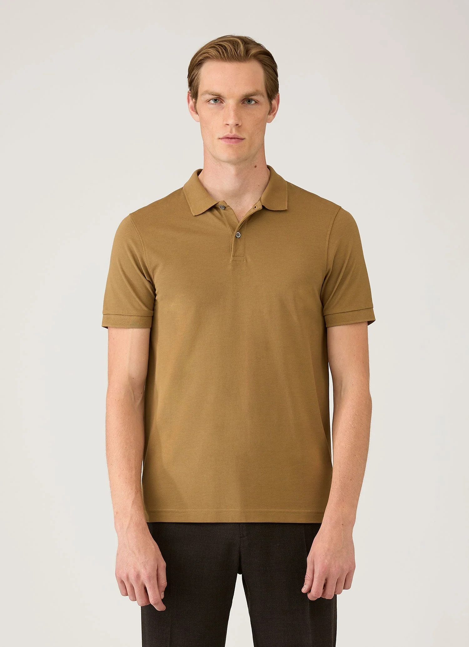 Men's Piqué Polo Shirt in Walnut - Image 2