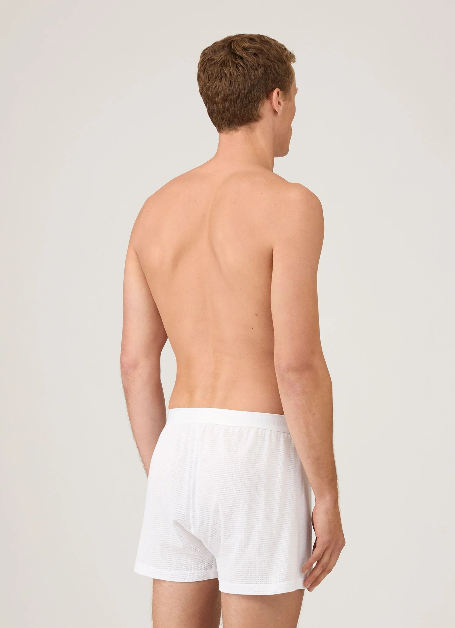 Men's Cellular Cotton One-Button Boxer Short in White - Image 3
