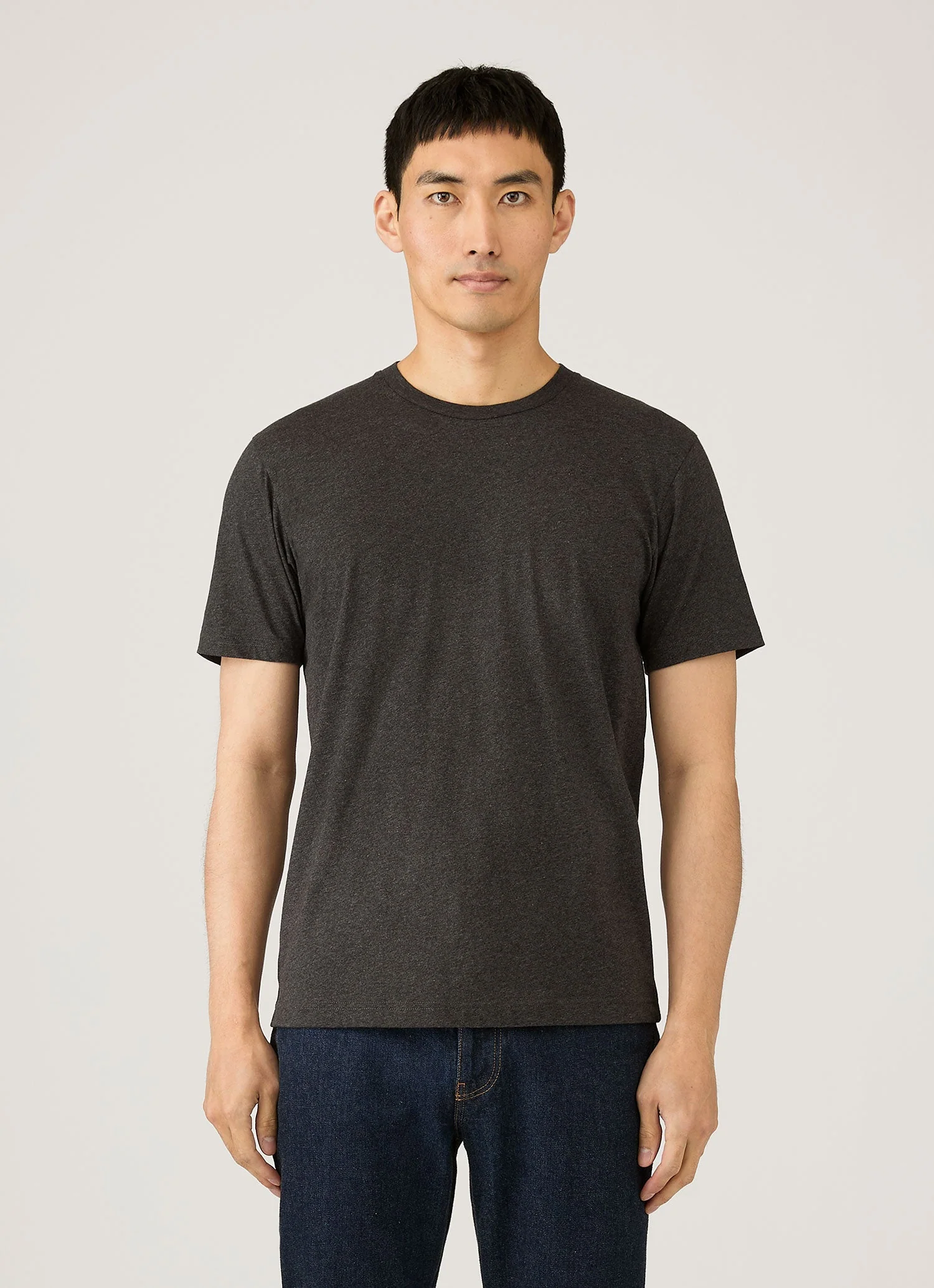 Men's Riviera Midweight T-shirt in Charcoal Melange - Image 2
