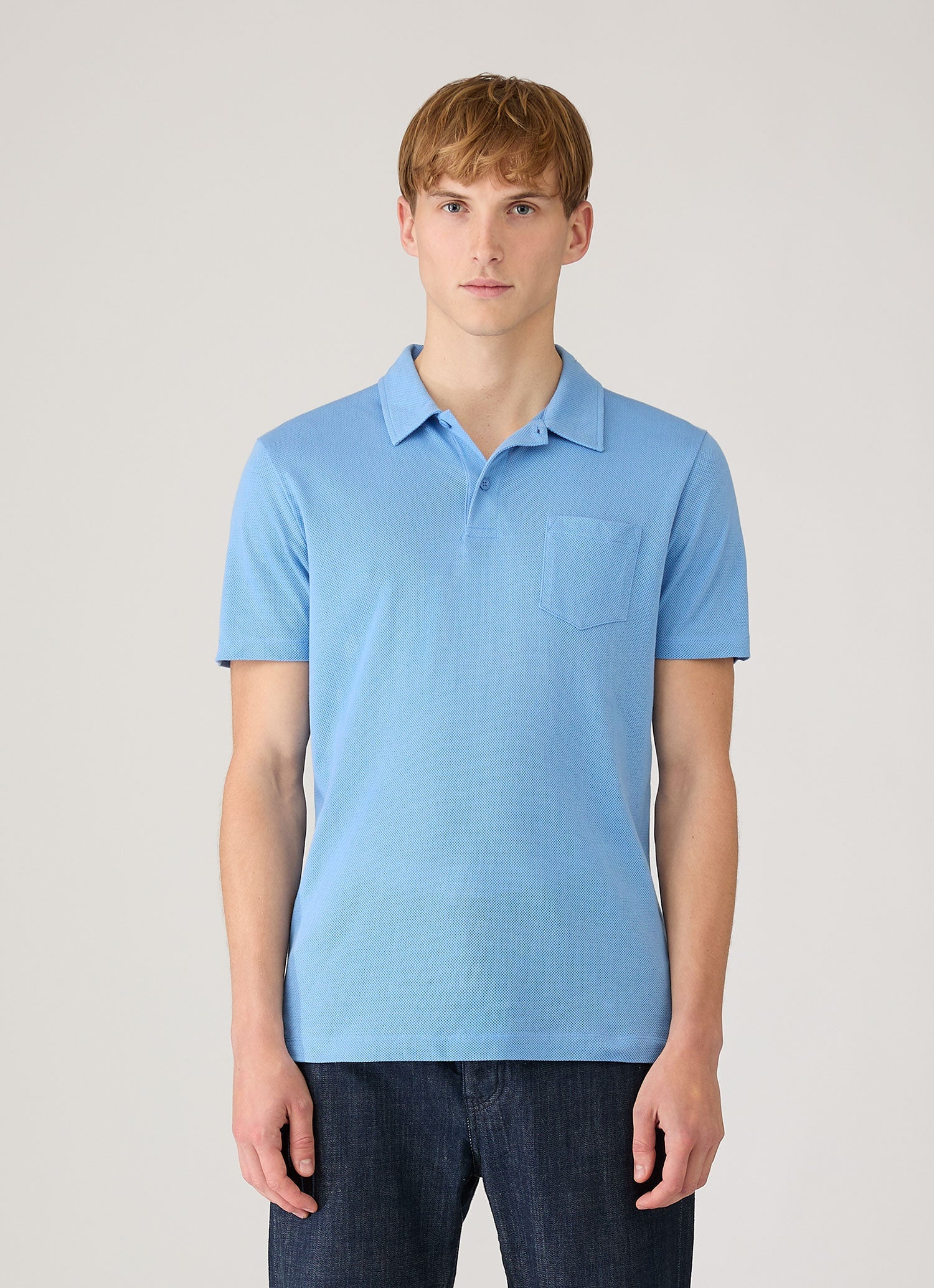Men's Riviera Polo Shirt in Azure Blue - Image 2