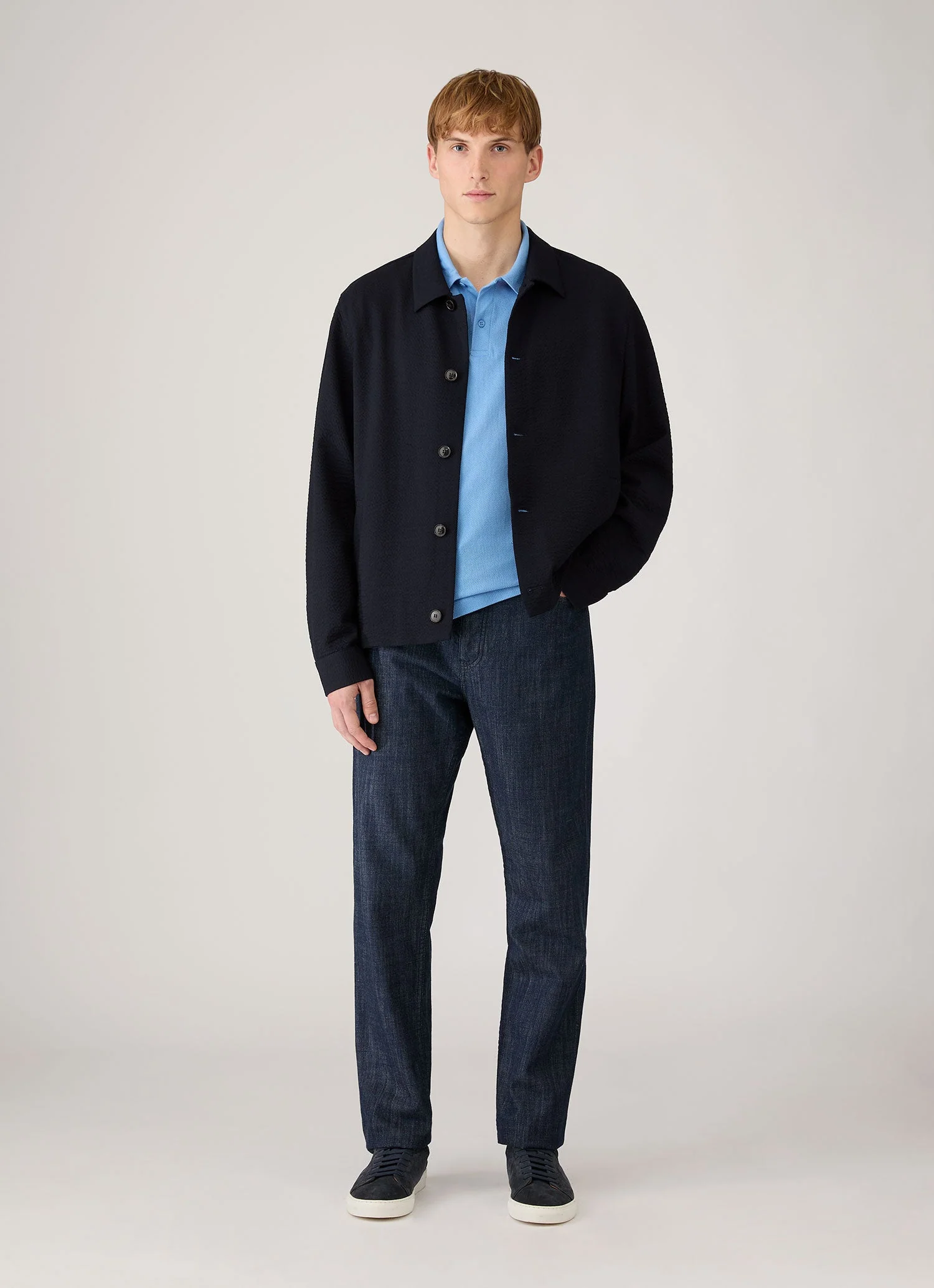 Men's Riviera Polo Shirt in Azure Blue - Image 3