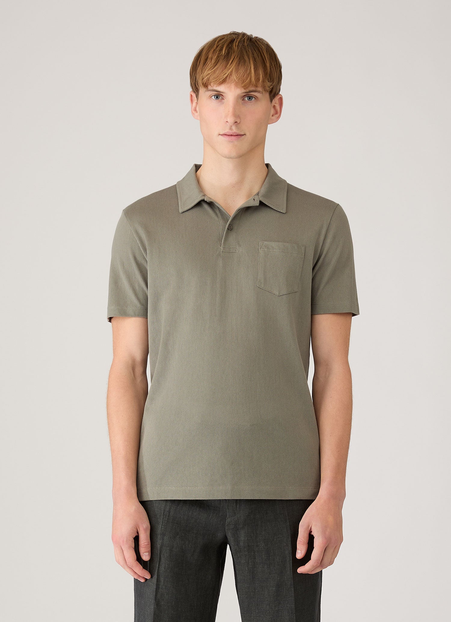 Men's Riviera Polo Shirt in Fossil Grey - Image 2