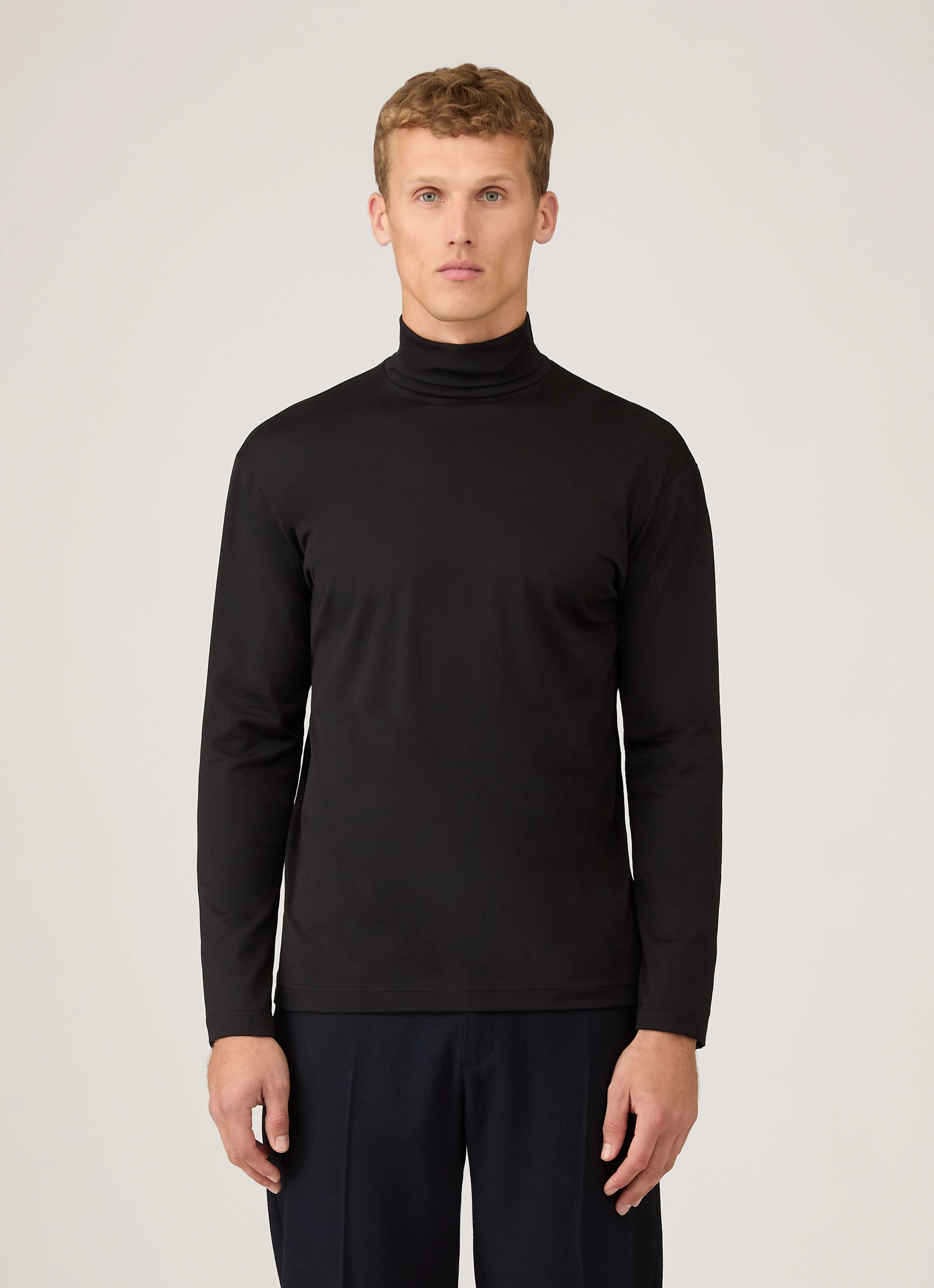 Men's Roll Neck Heavyweight T-shirt in Black - Image 2