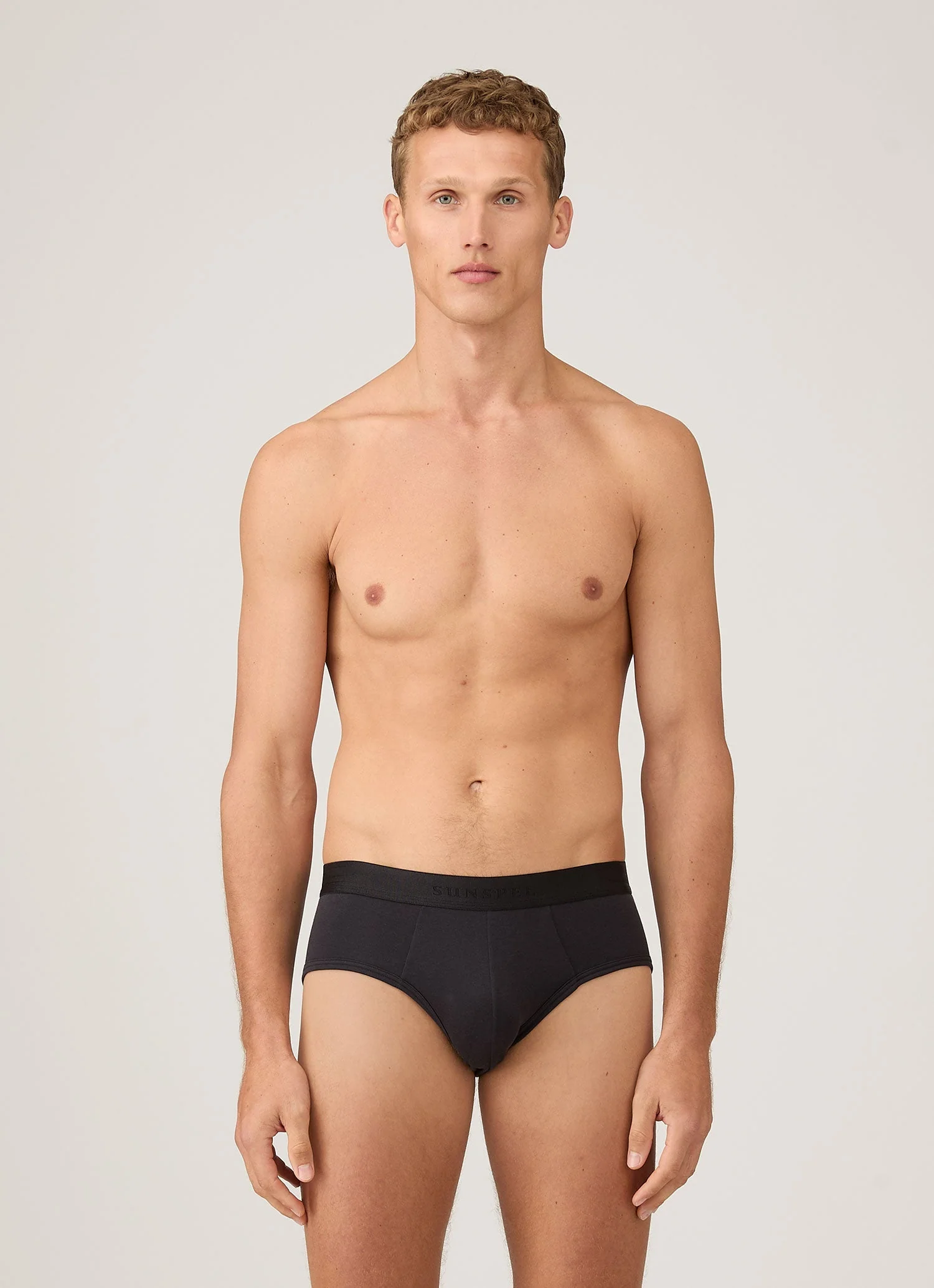 Men's Sea Island Cotton Briefs in Black - Image 2