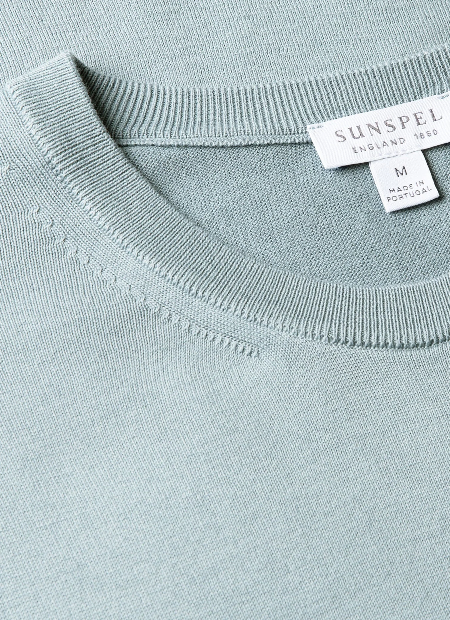 Men's Sea Island Cotton Knit T-shirt in Stone Blue - Image 4