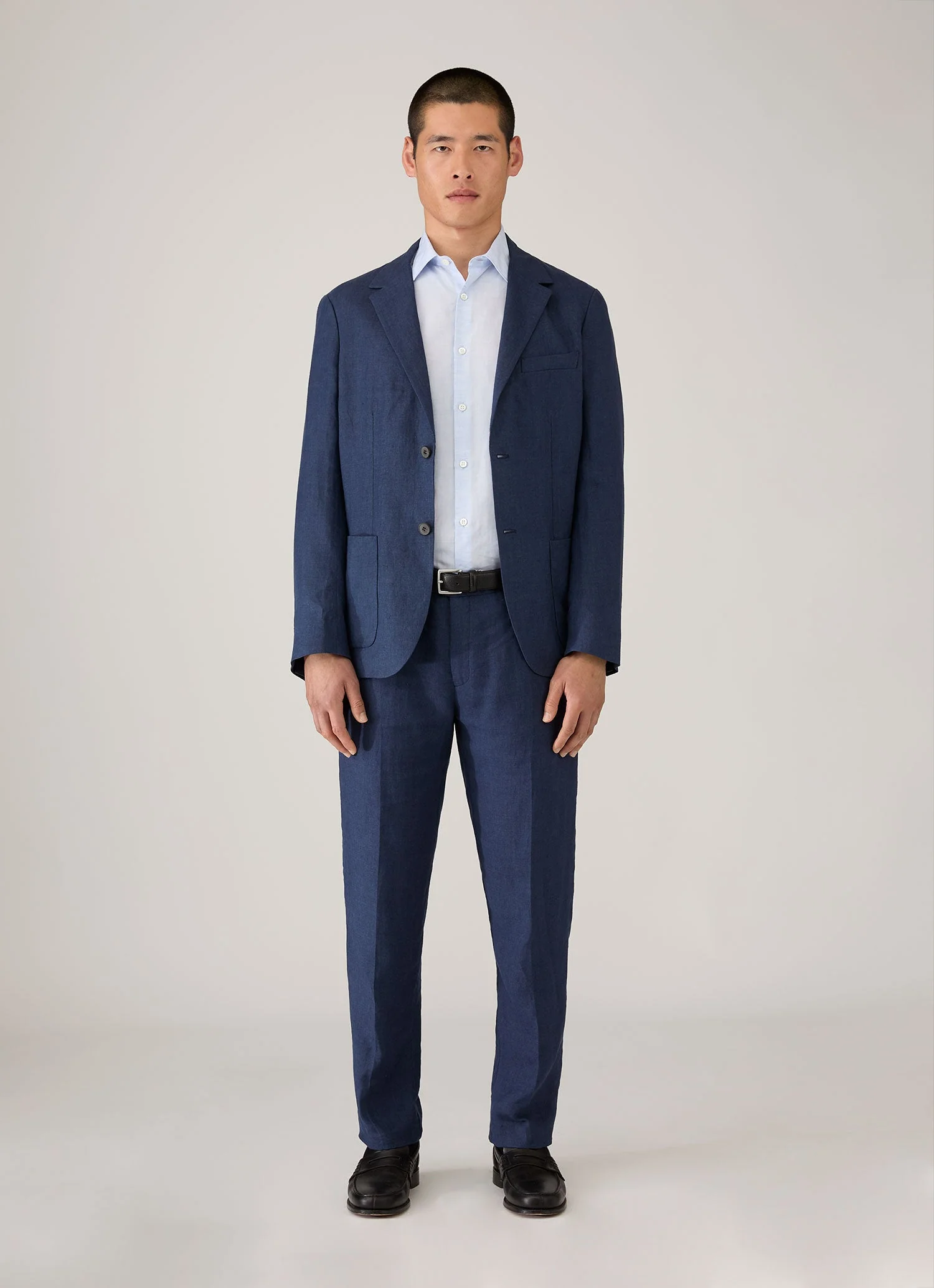 Men's Sea Island Cotton Linen Shirt in Light Blue - Image 3