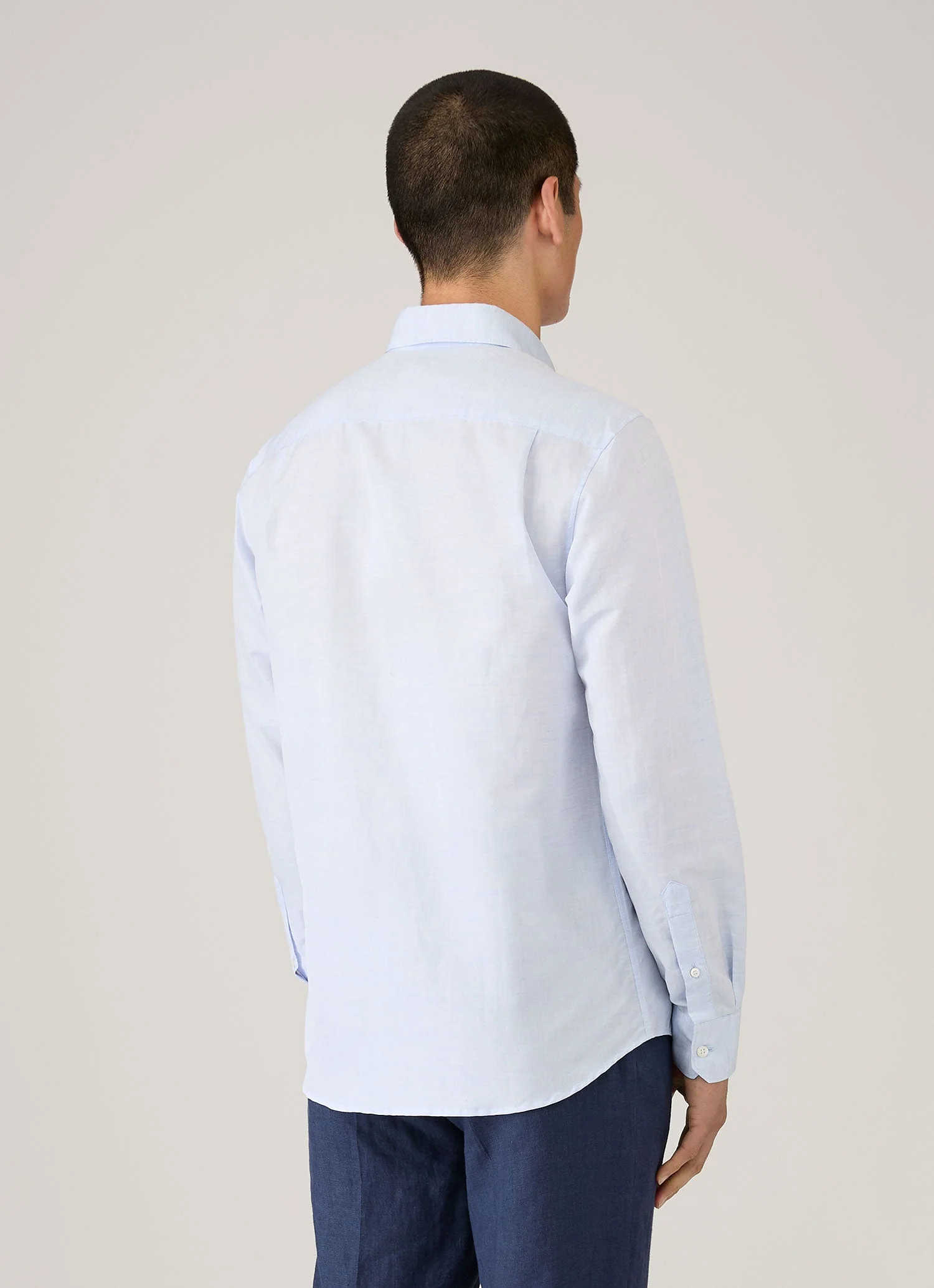 Men's Sea Island Cotton Linen Shirt in Light Blue - Image 5