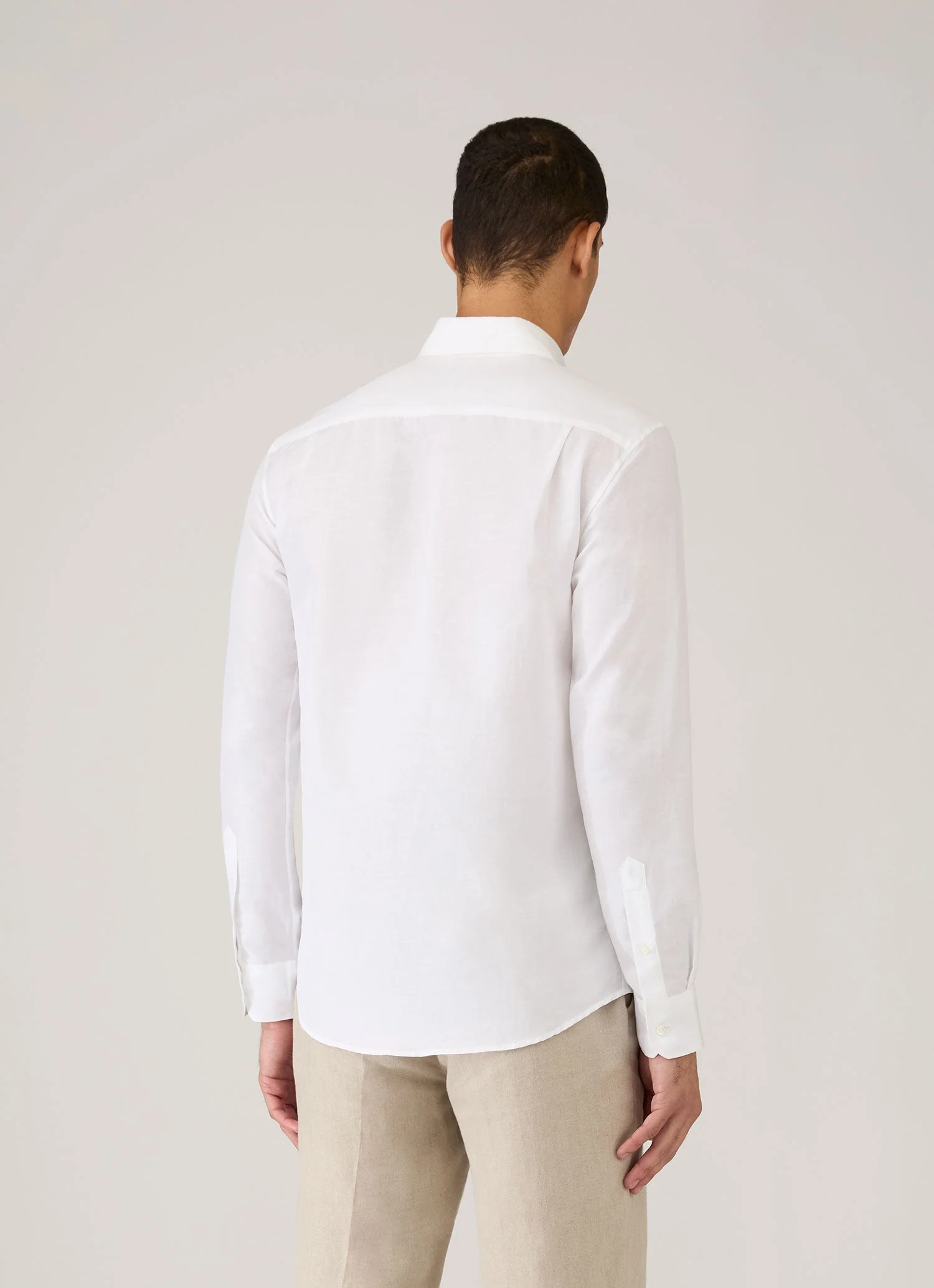 Men's Sea Island Cotton Linen Shirt in White - Image 5