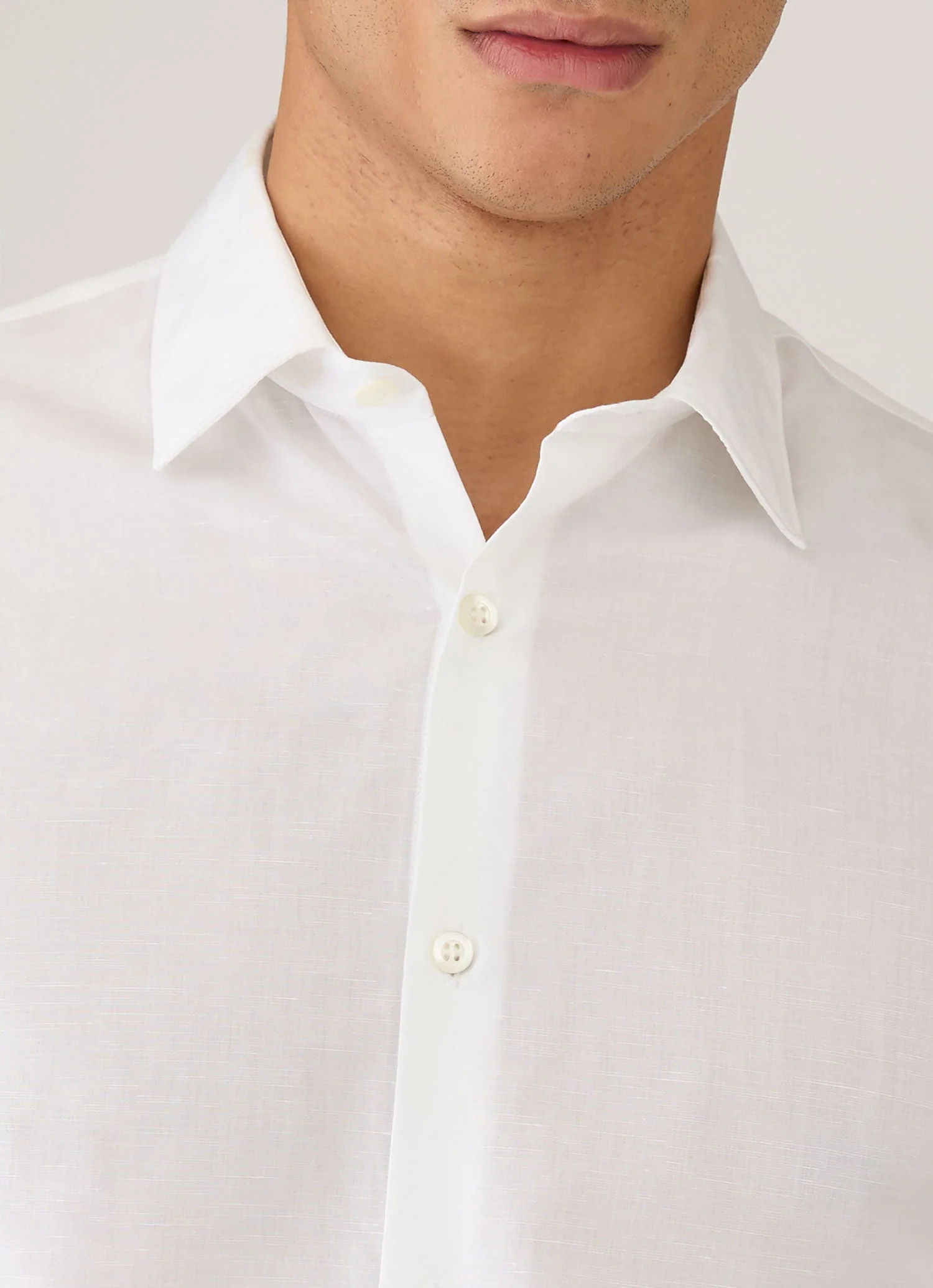 Men's Sea Island Cotton Linen Shirt in White - Image 6