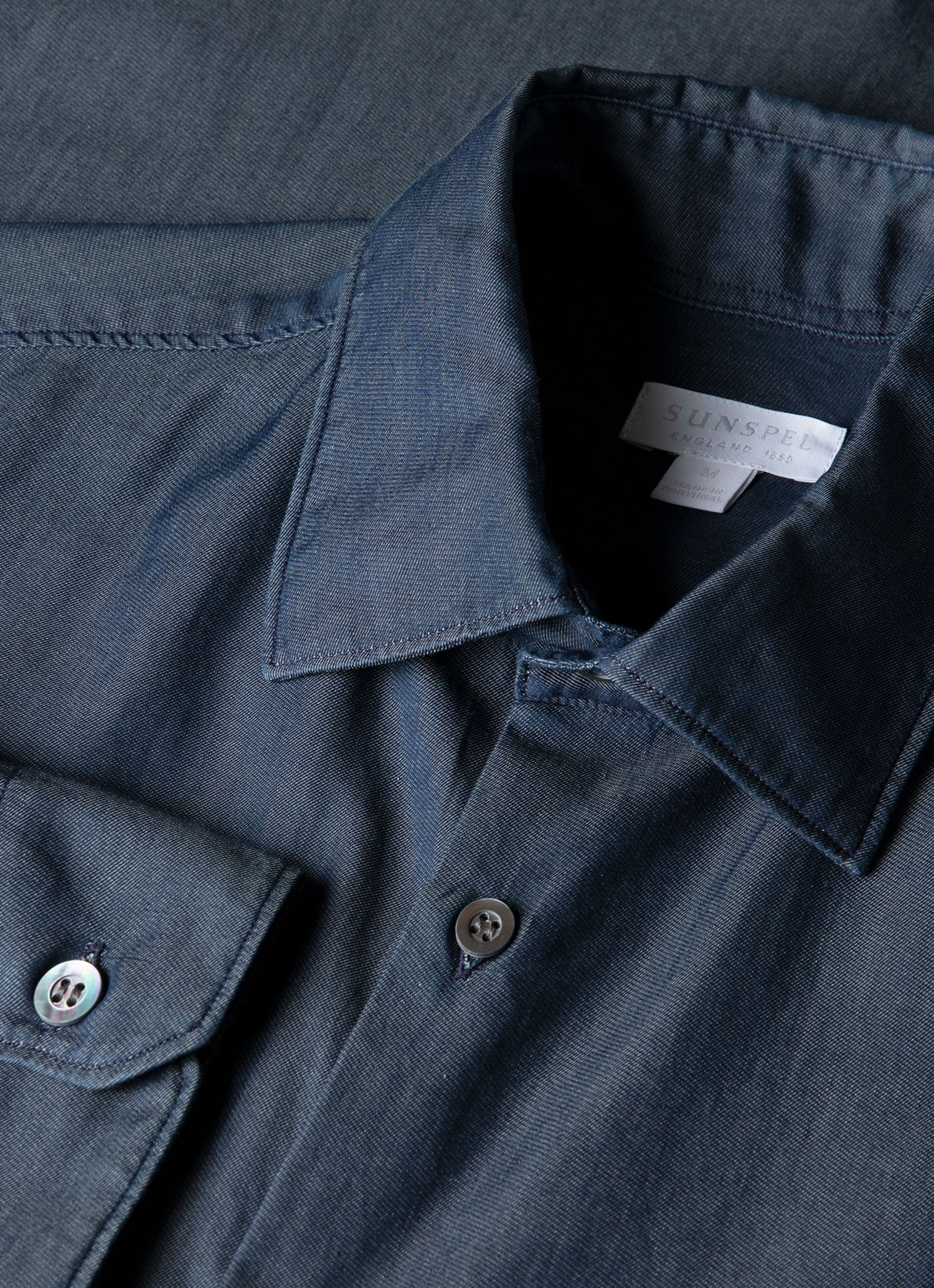 Men's Sea Island Cotton Shirt  in Indigo - Image 4