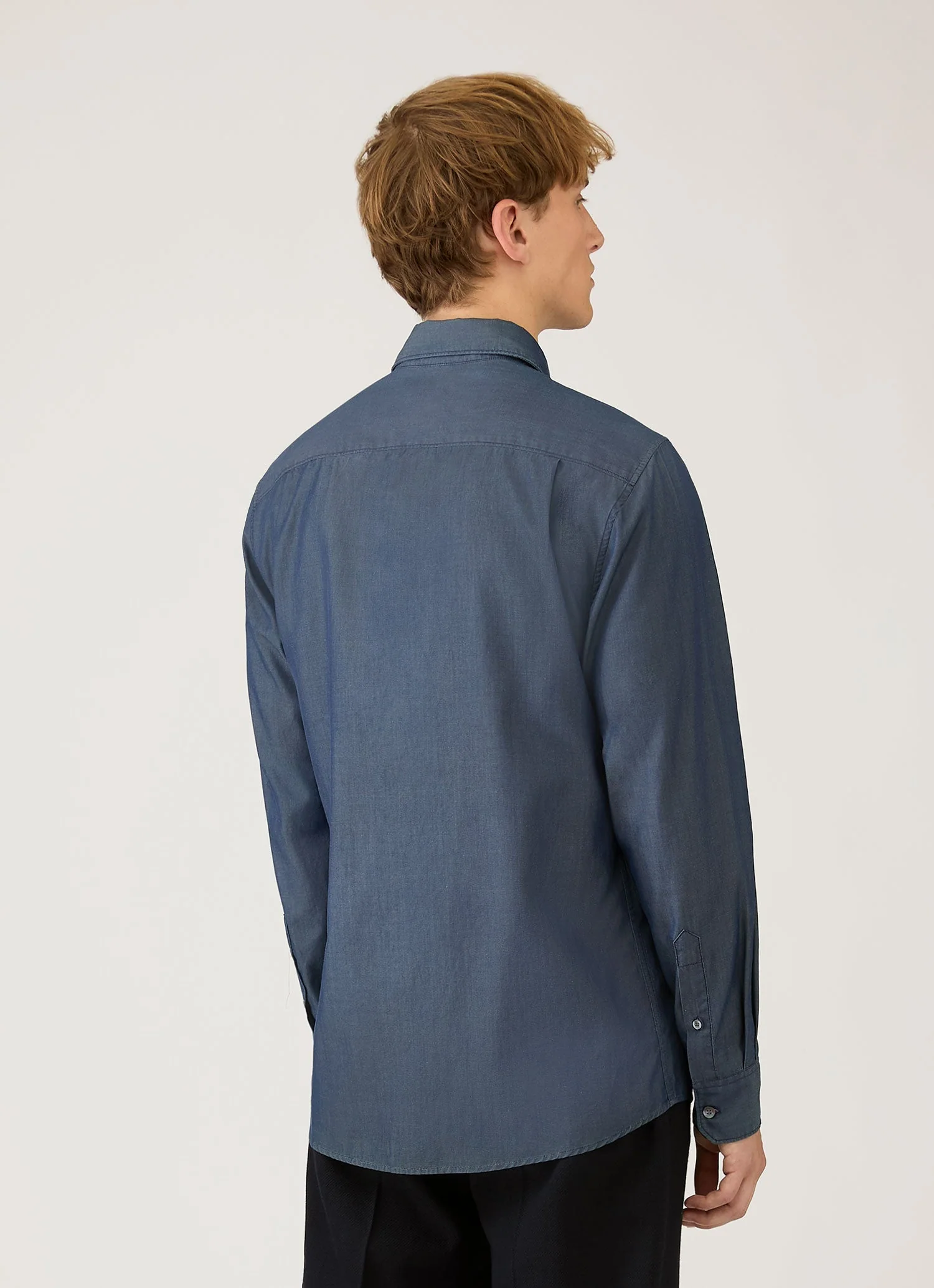 Men's Sea Island Cotton Shirt  in Indigo - Image 5