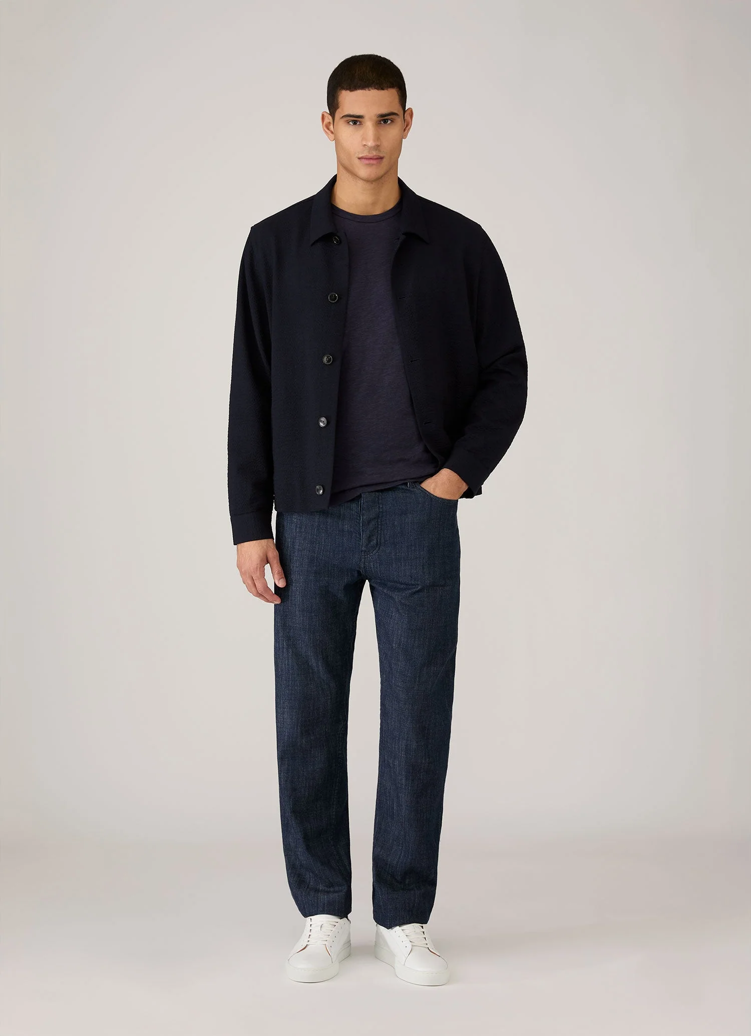 Men's Seersucker Jacket in Navy - Image 3