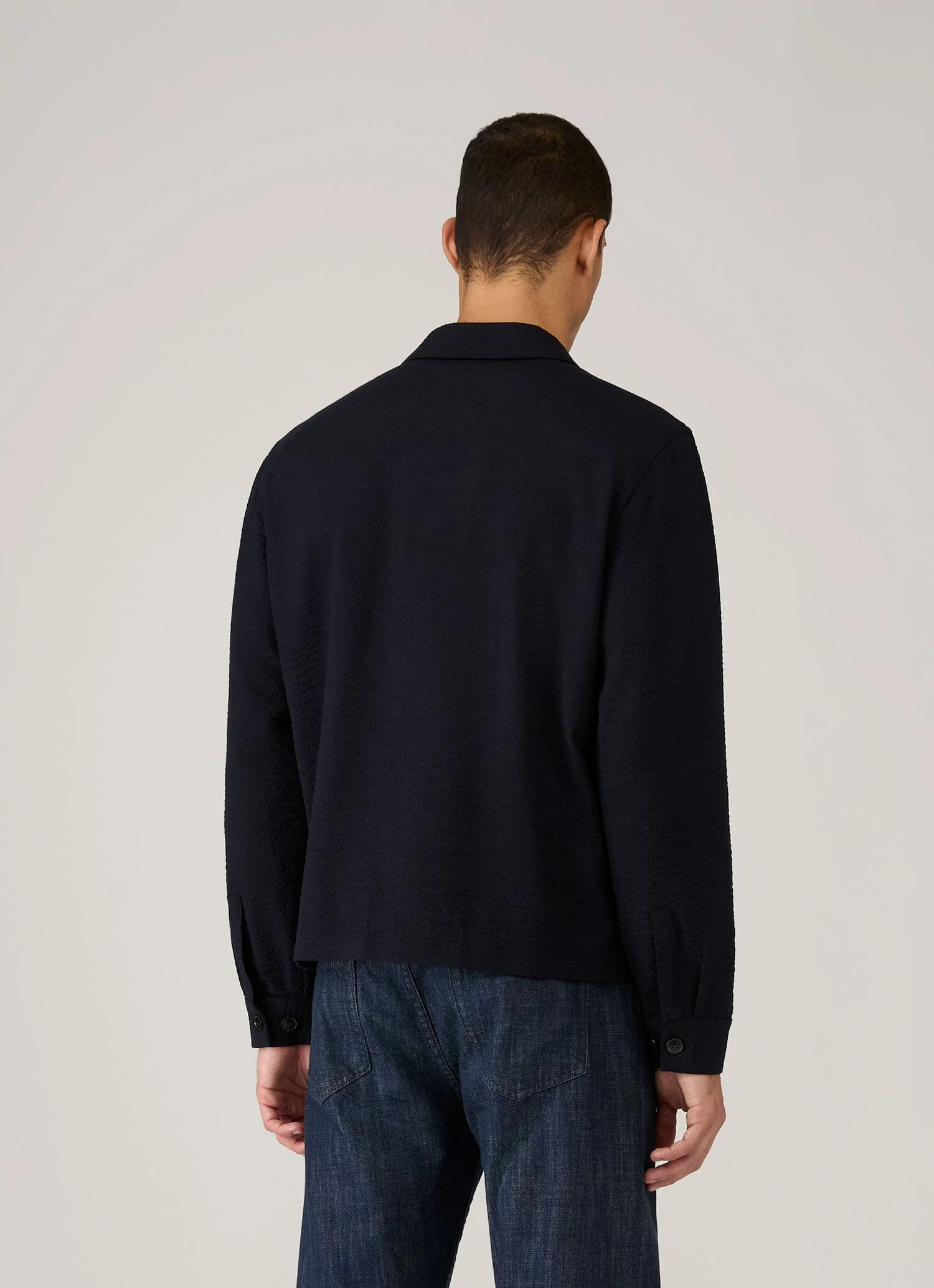 Men's Seersucker Jacket in Navy - Image 5