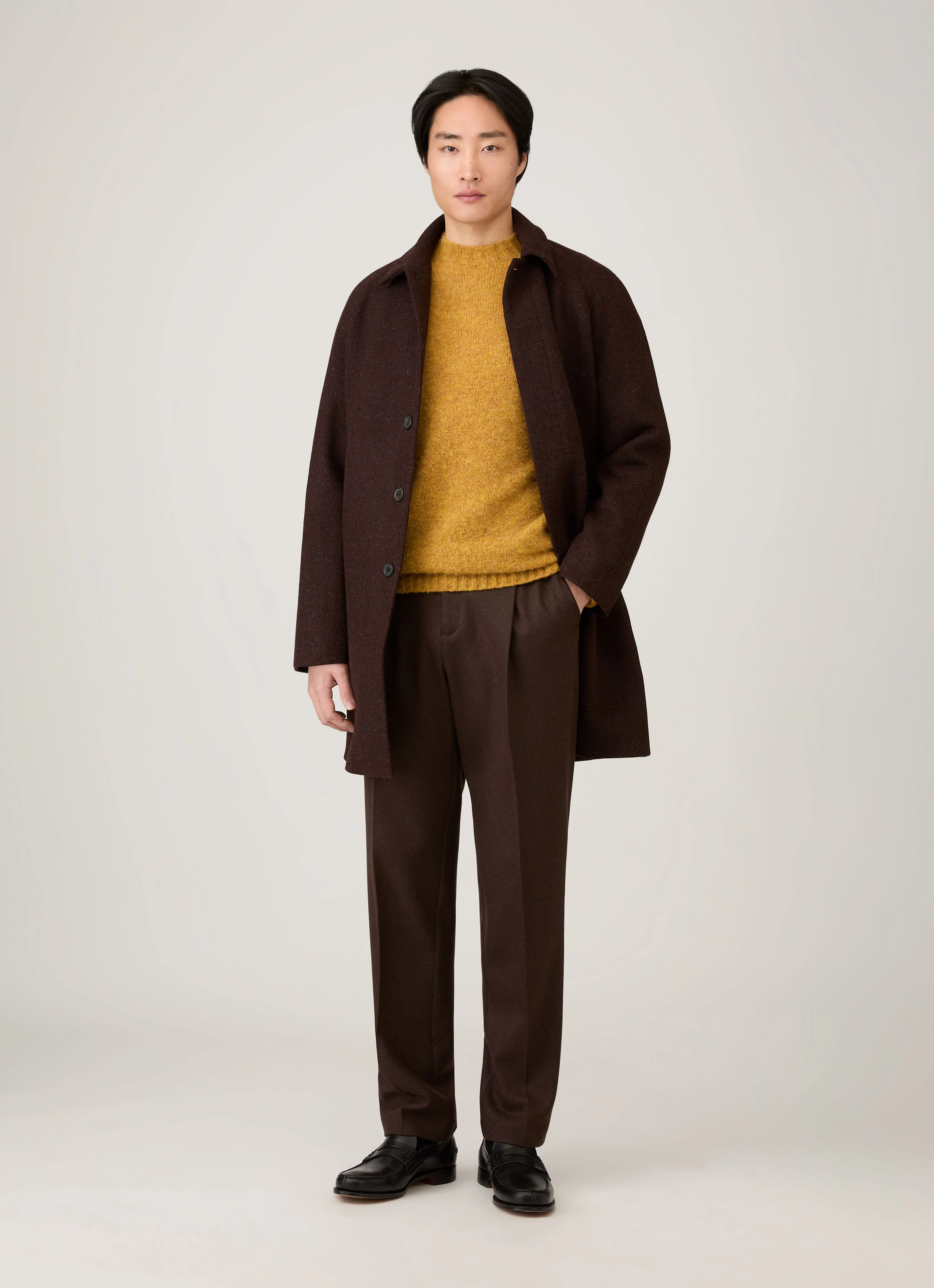 Men's Shetland Crew Neck Jumper in Saffron - Image 3