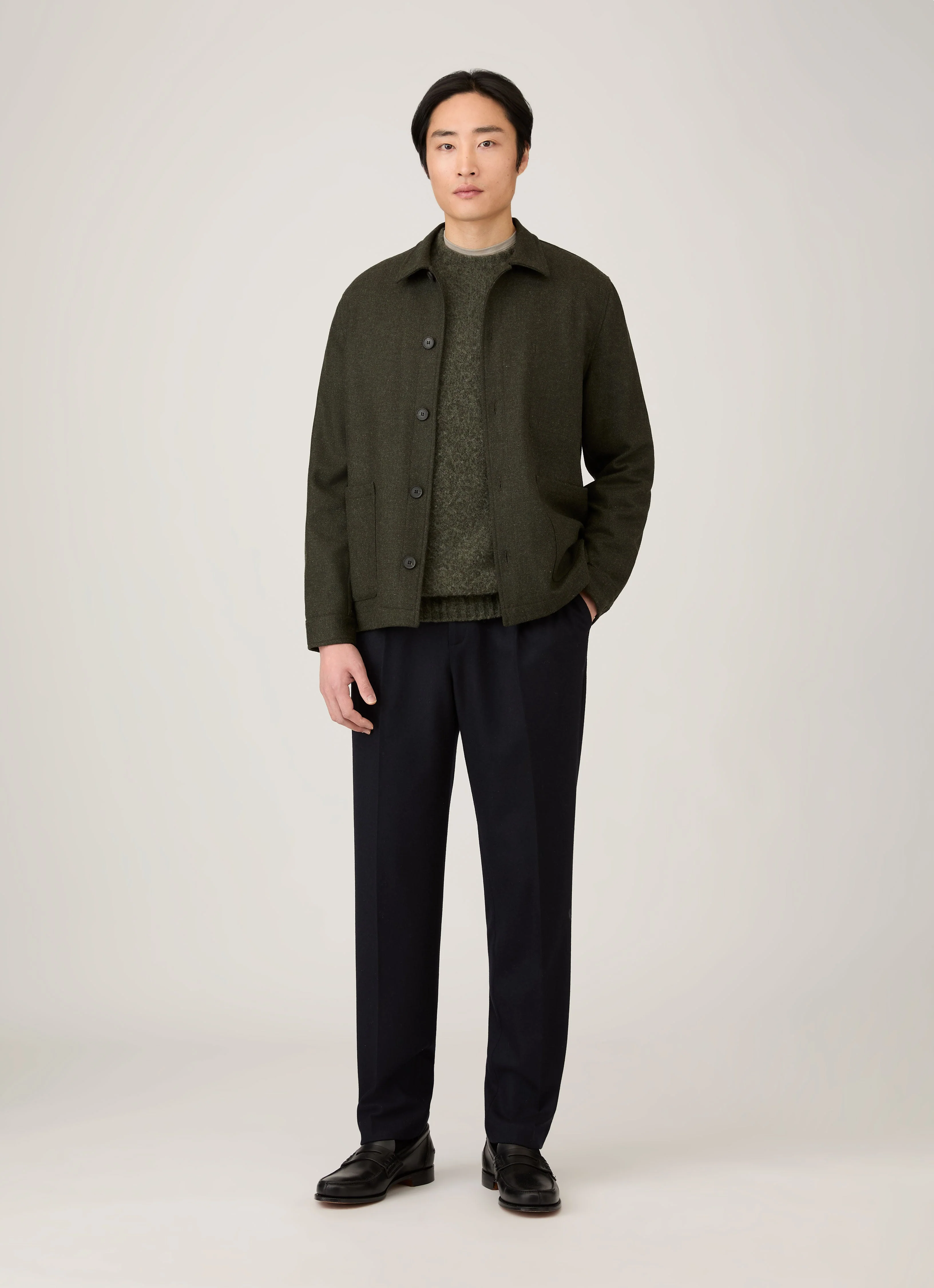 Men's Shetland Crew Neck Jumper in Sea Moss - Image 3
