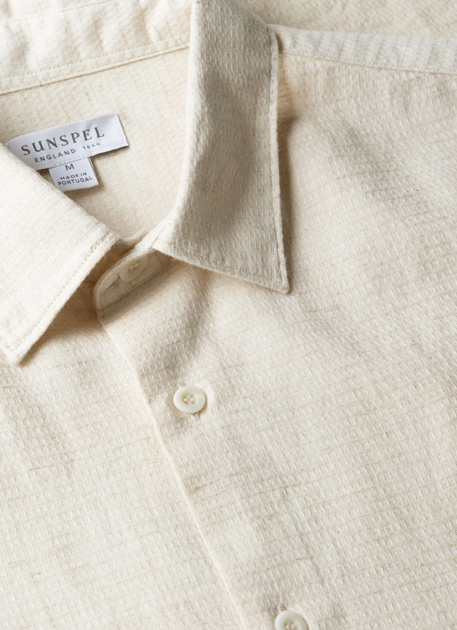 Men's Short Sleeve Cotton Linen Shirt in Ecru - Image 4