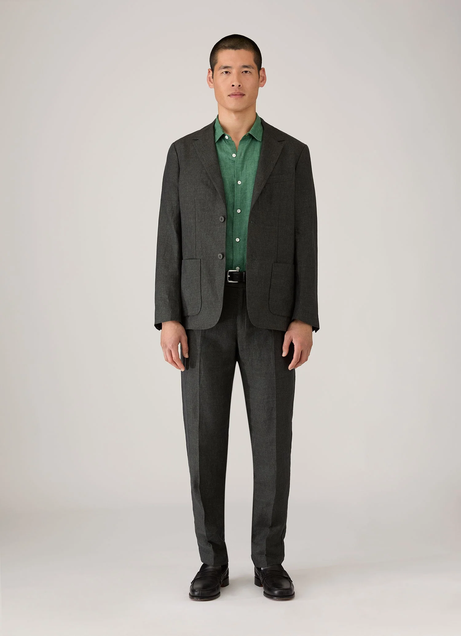 Men's Short Sleeve Linen Shirt in Bright Green - Image 3