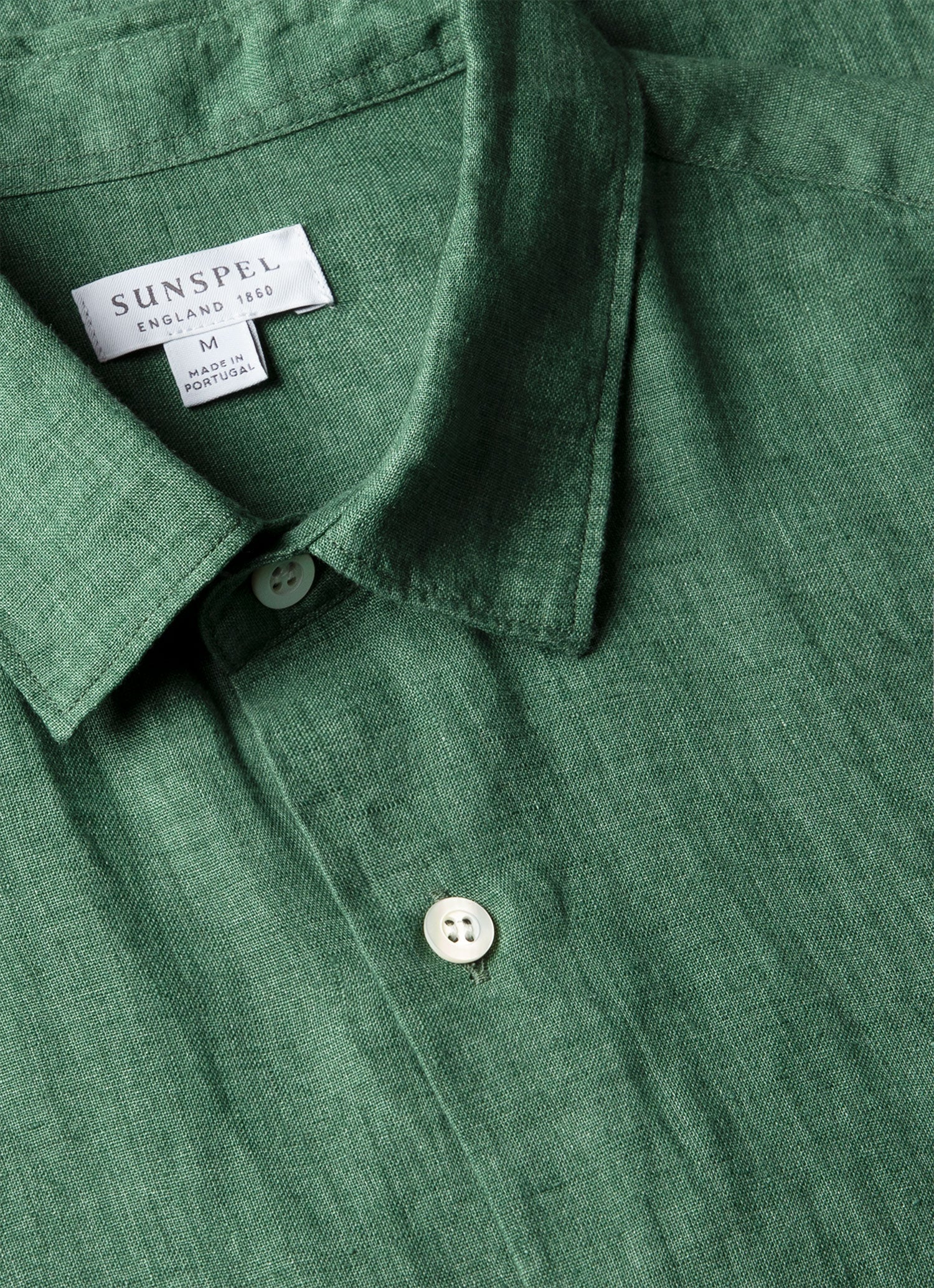Men's Short Sleeve Linen Shirt in Bright Green - Image 4