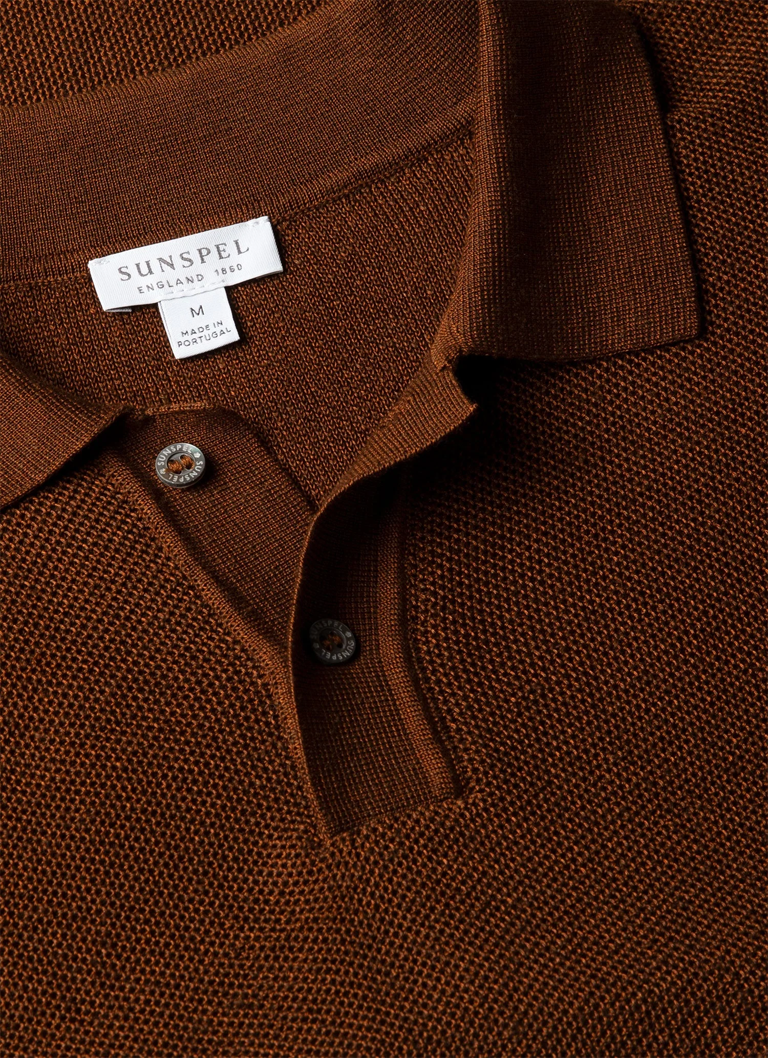 Men's Silk Linen Honeycomb Polo in Bronze - Image 4