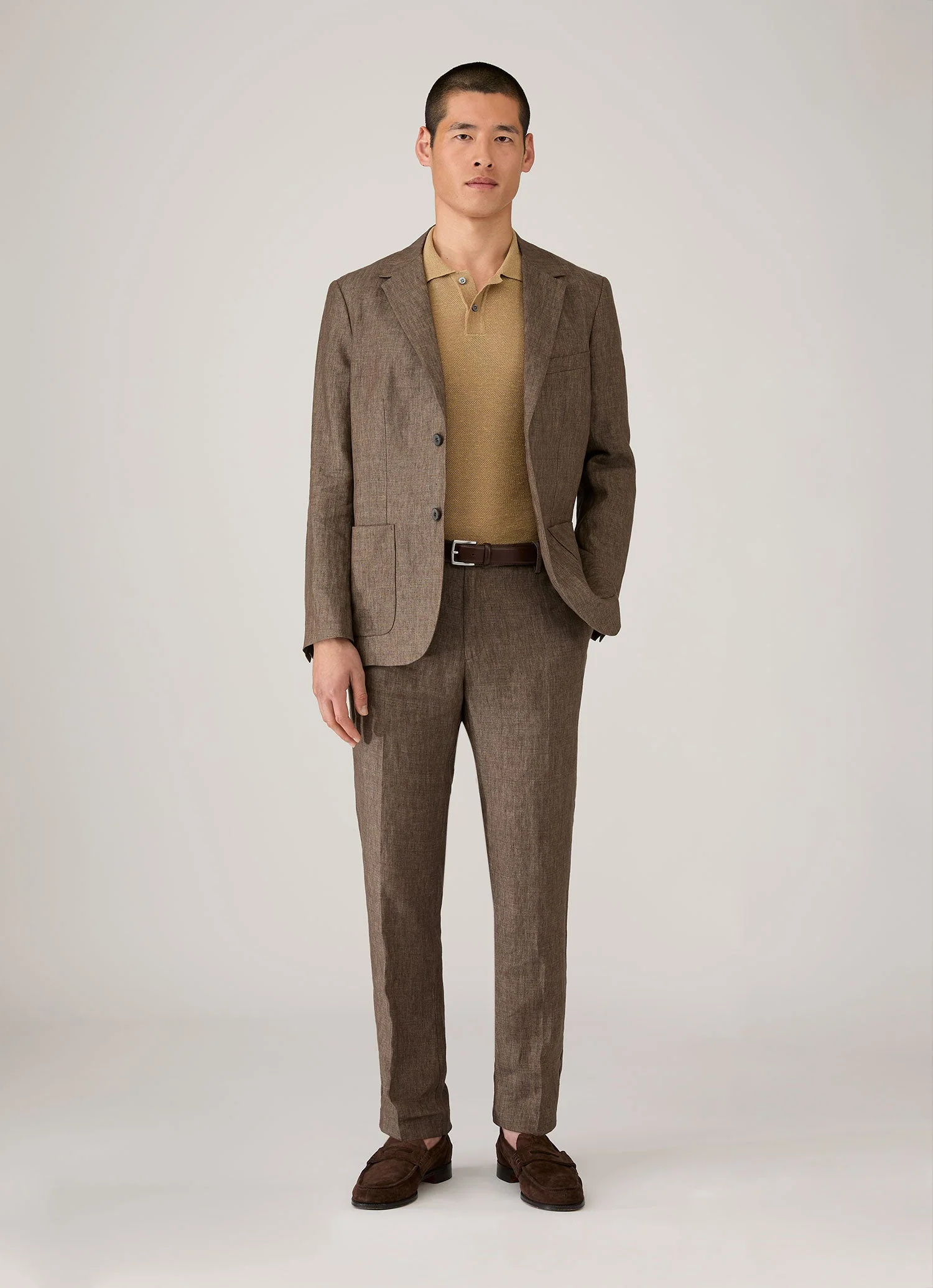 Men's Silk Linen Honeycomb Polo in Hazelwood - Image 3