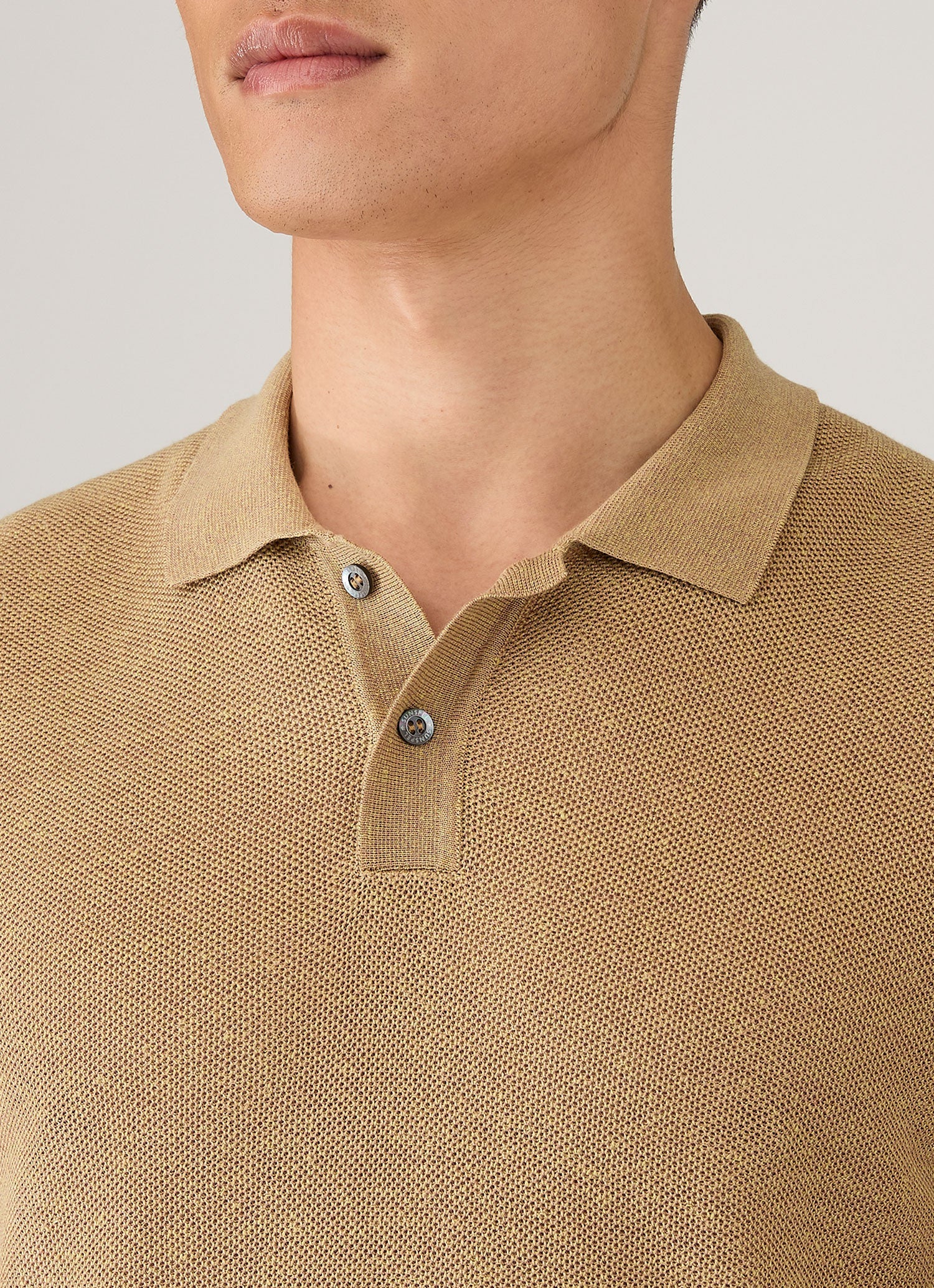 Men's Silk Linen Honeycomb Polo in Hazelwood - Image 6