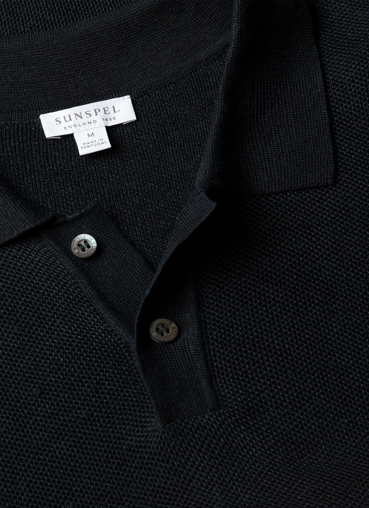 Men's Silk Linen Honeycomb Polo in Light Navy - Image 4