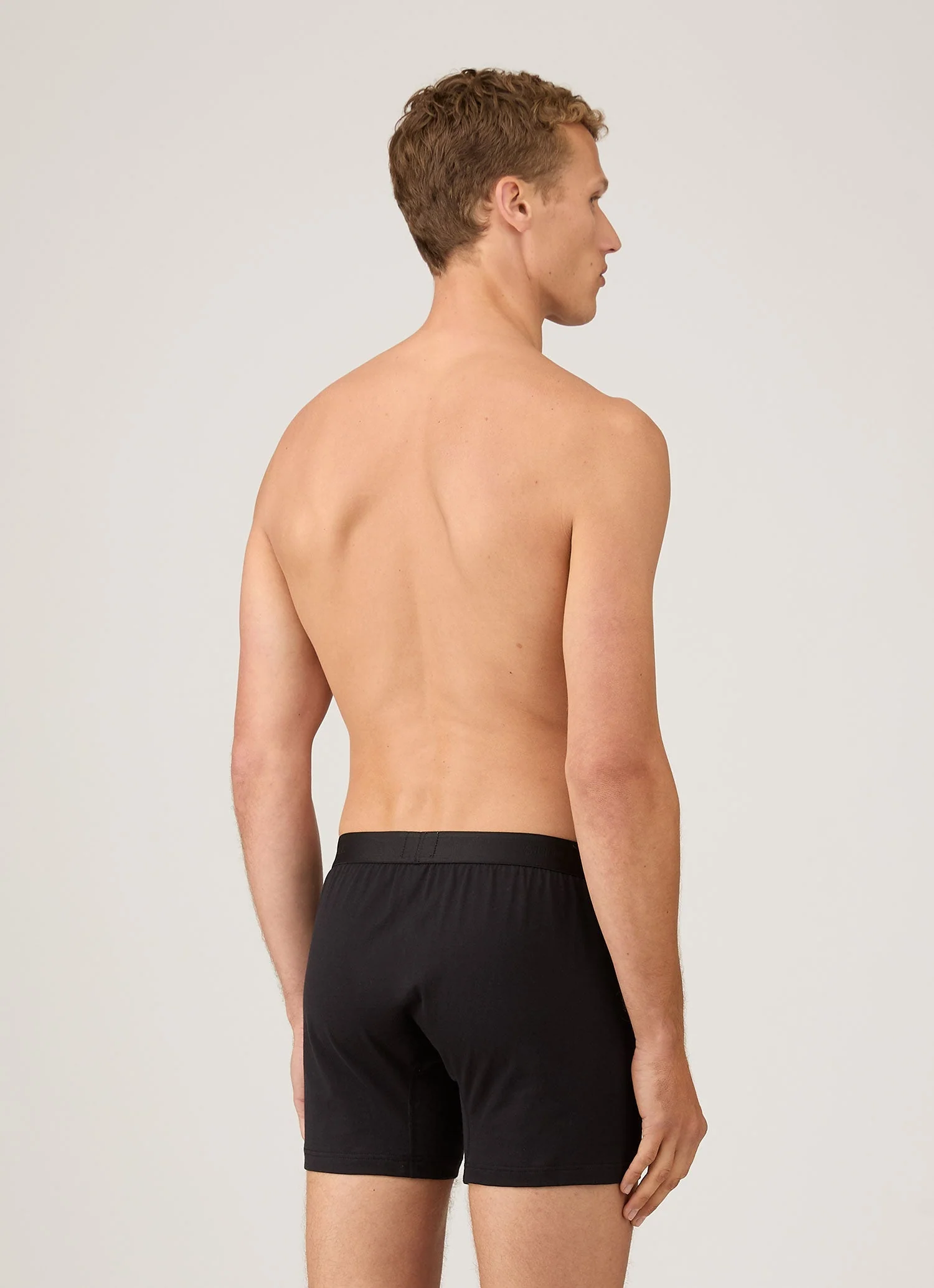 Men's Superfine Cotton Two-Button Boxer Briefs in Black - Image 3