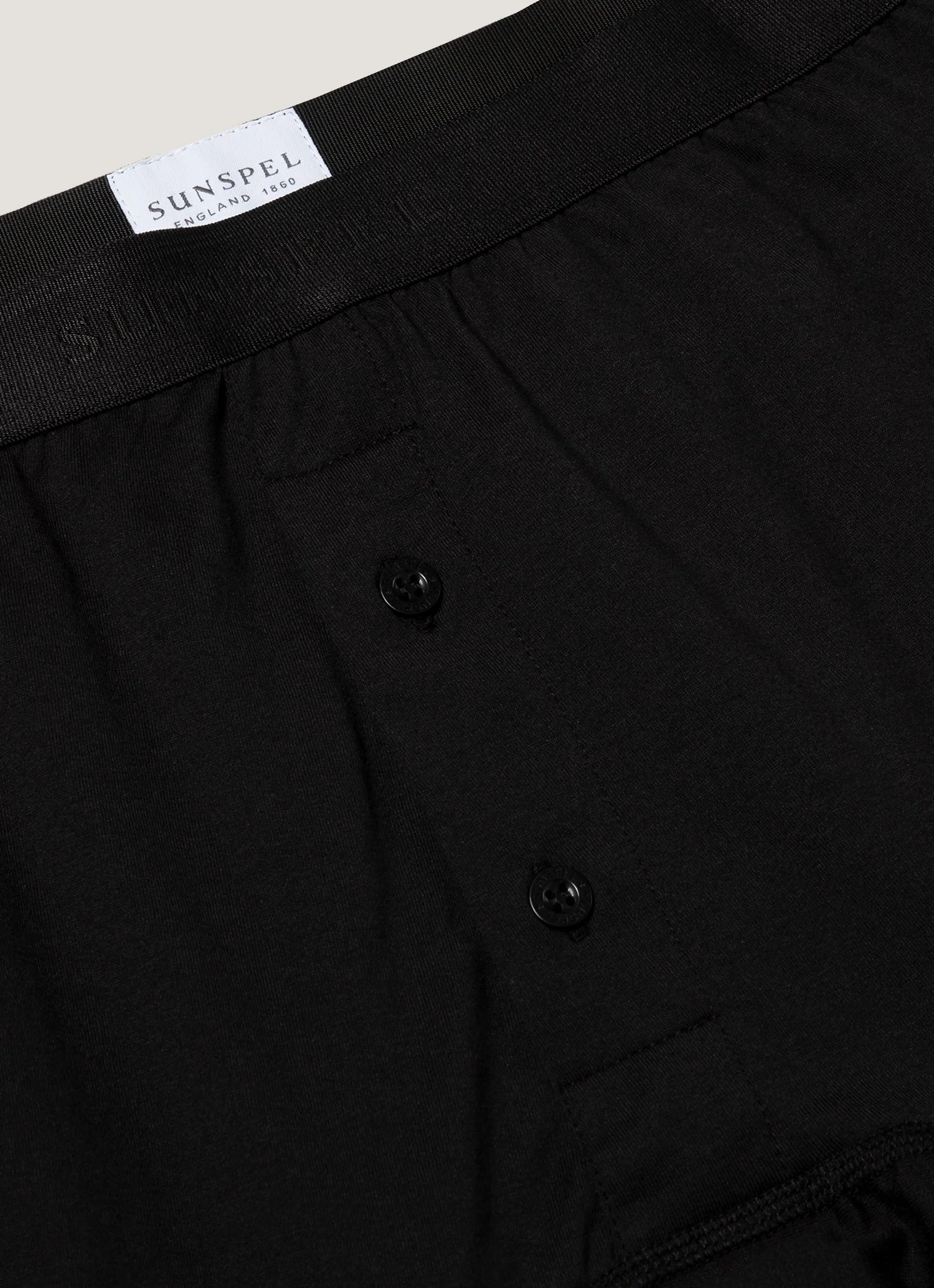 Men's Superfine Cotton Two-Button Boxer Briefs in Black - Image 4