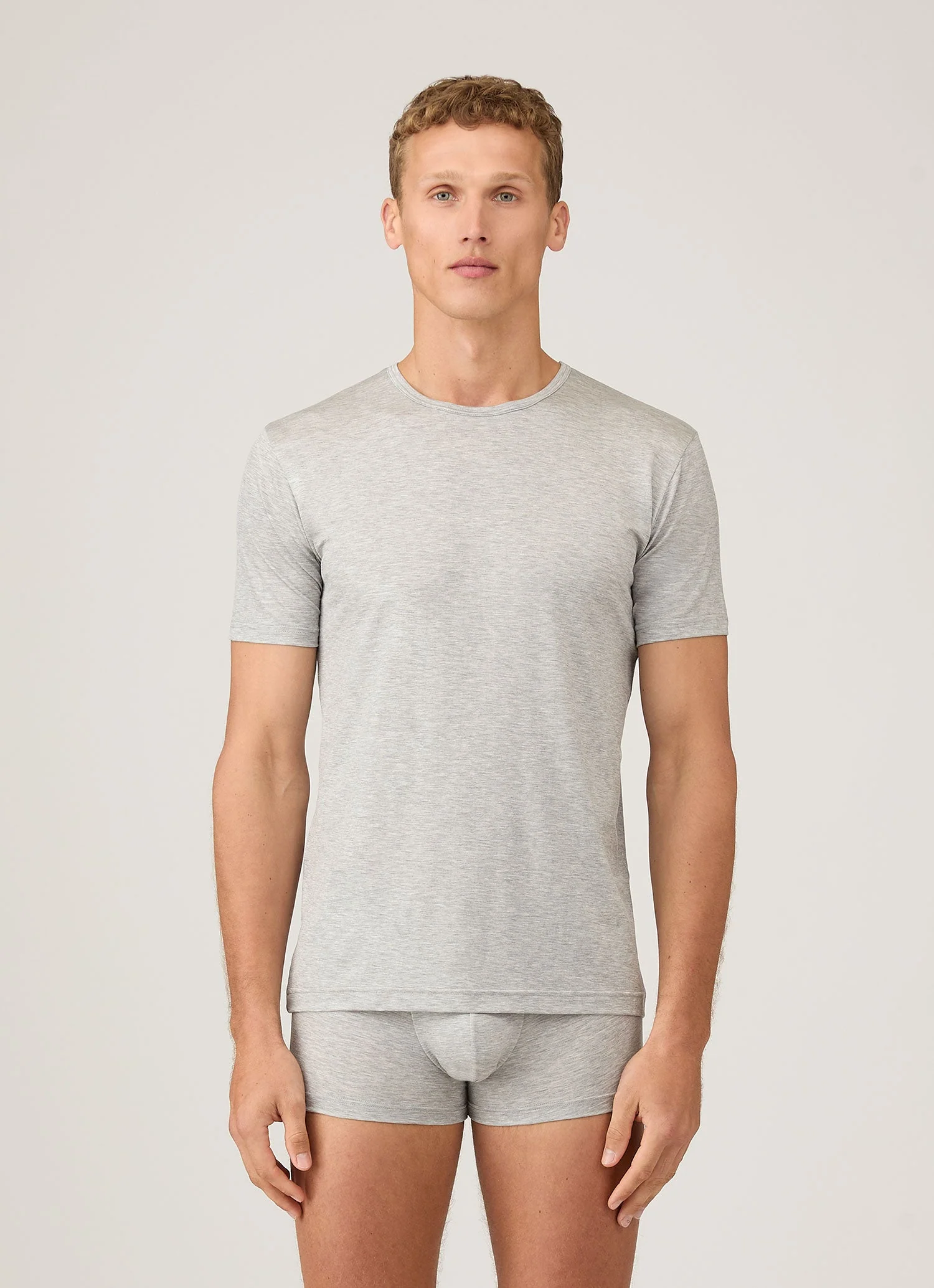 Men's Tencel™ T-shirt in Grey Melange - Image 2