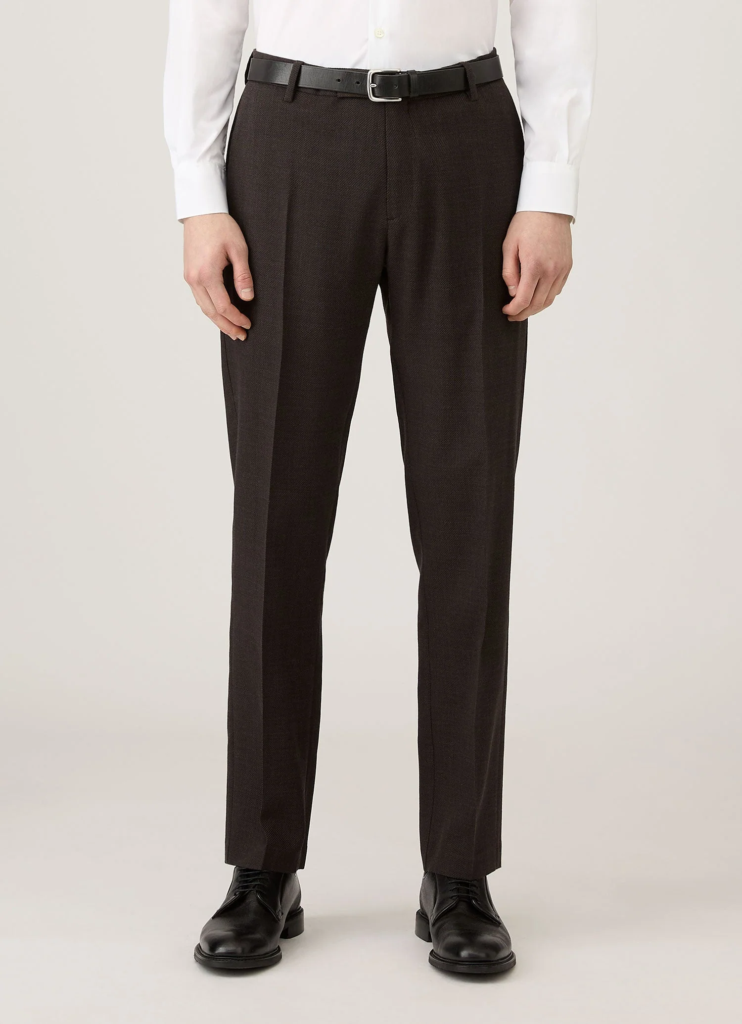 Men's Textured Wool Trouser in Truffle - Image 2
