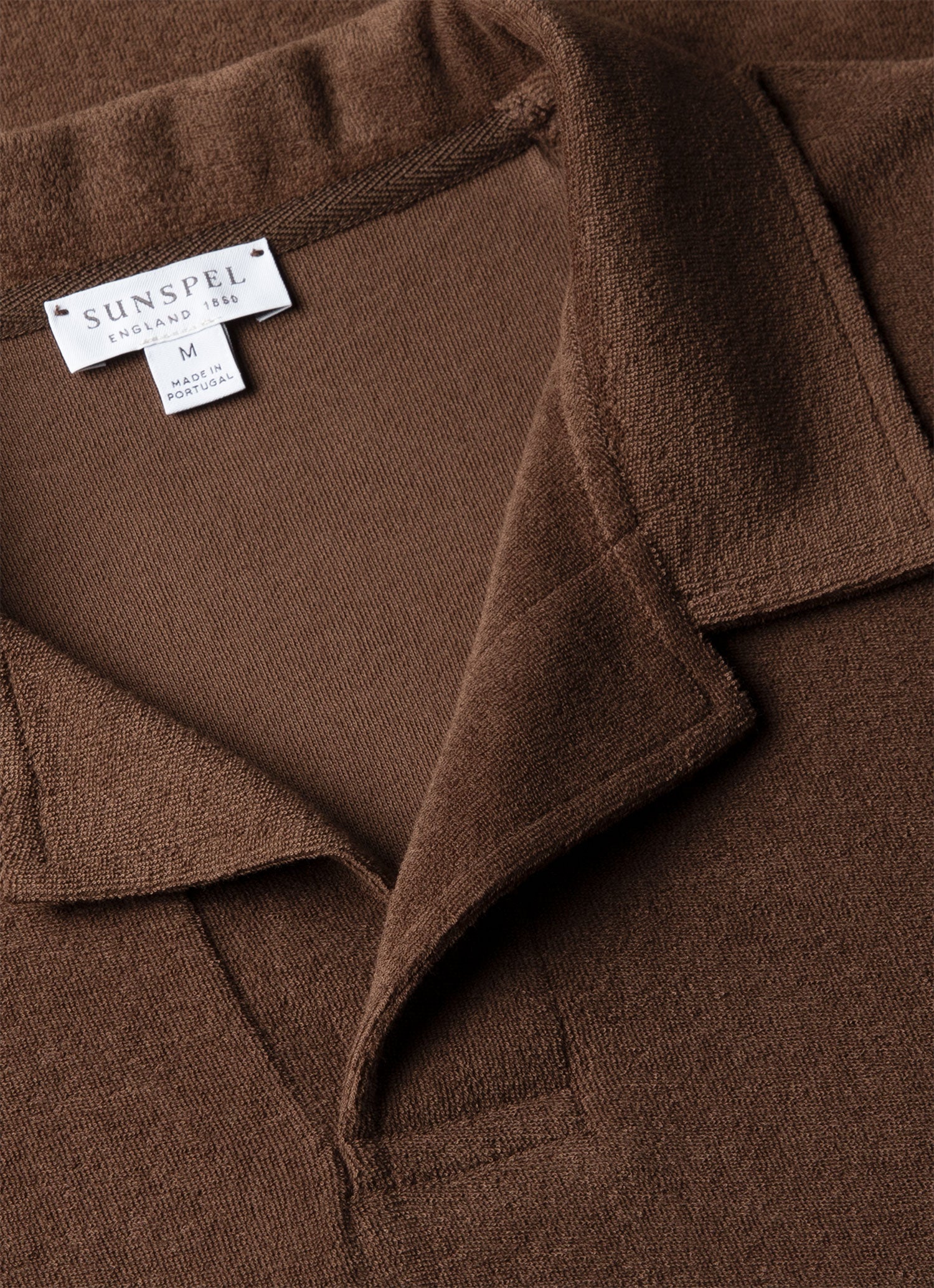 Men's Towelling Polo Shirt in Dark Walnut - Image 4