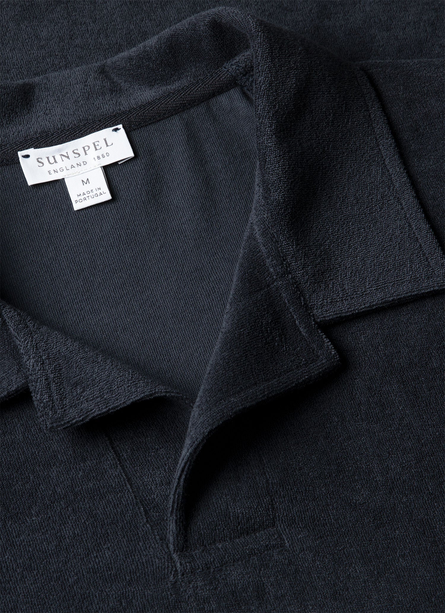 Men's Towelling Polo Shirt in Navy - Image 4