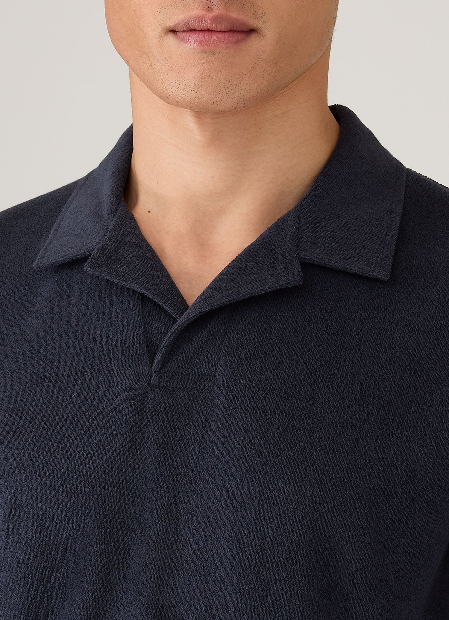 Men's Towelling Polo Shirt in Navy - Image 6