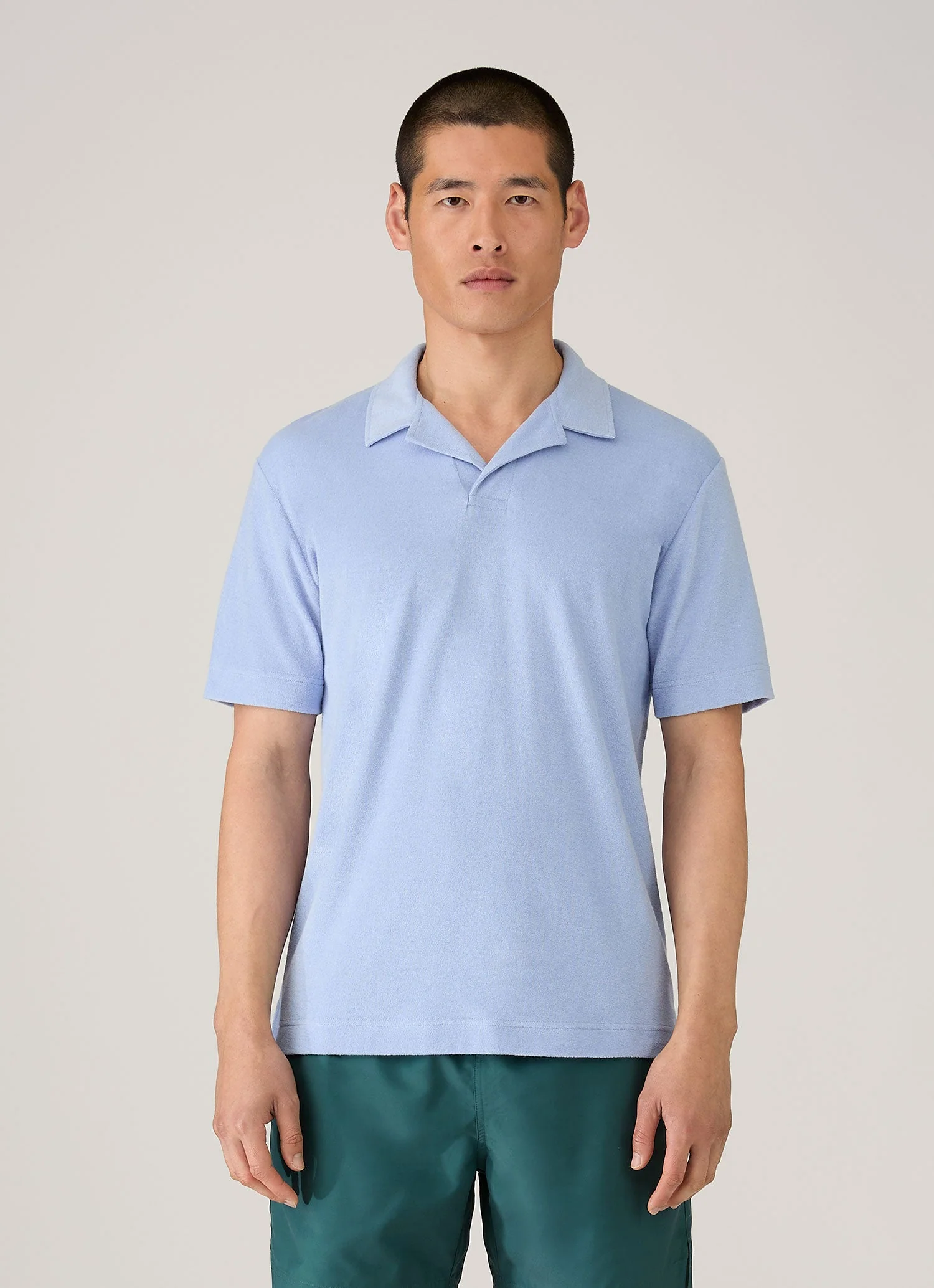 Men's Towelling Polo Shirt in Sky - Image 2