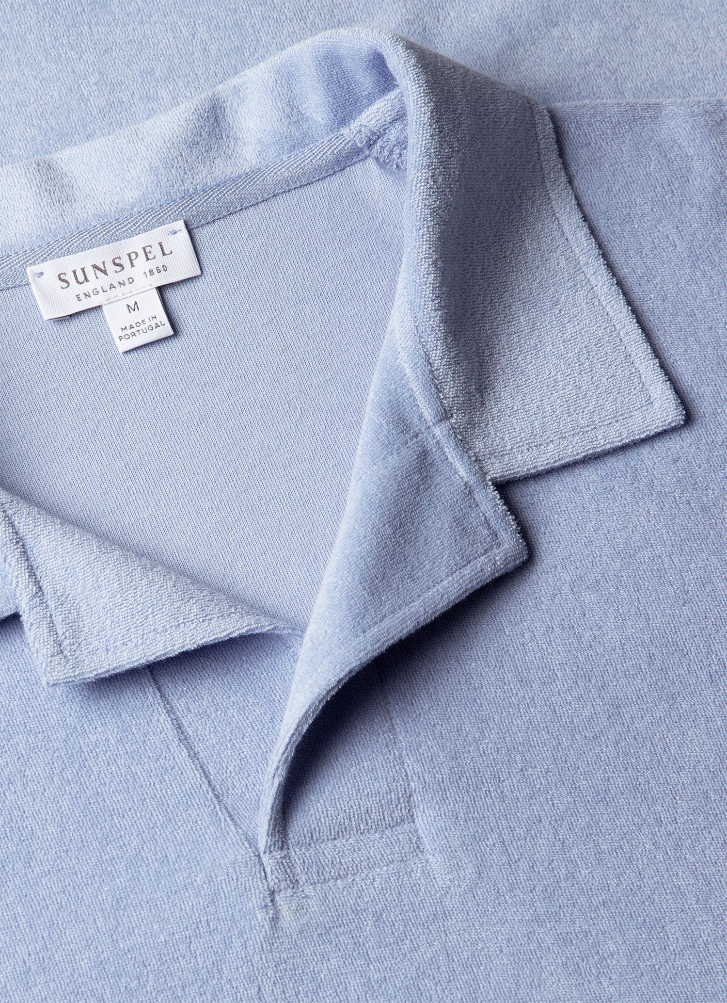 Men's Towelling Polo Shirt in Sky - Image 4
