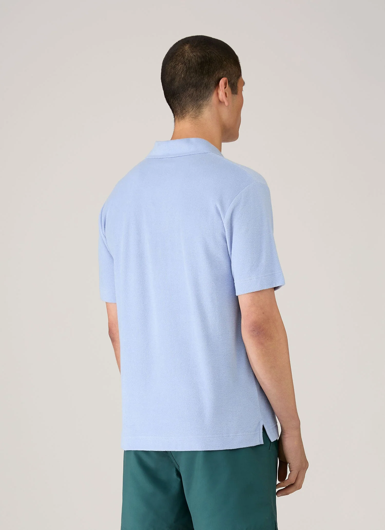Men's Towelling Polo Shirt in Sky - Image 5