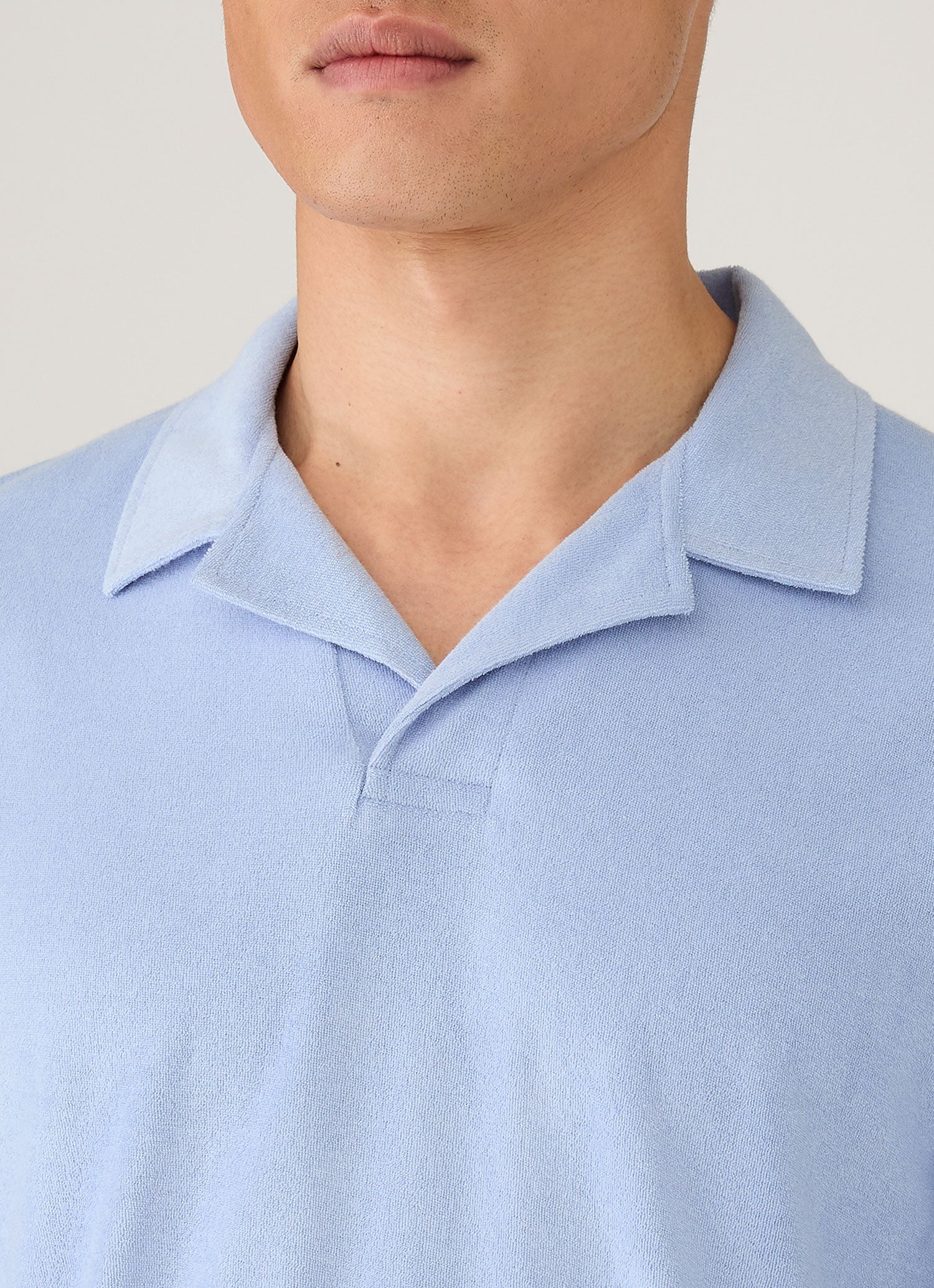 Men's Towelling Polo Shirt in Sky - Image 6