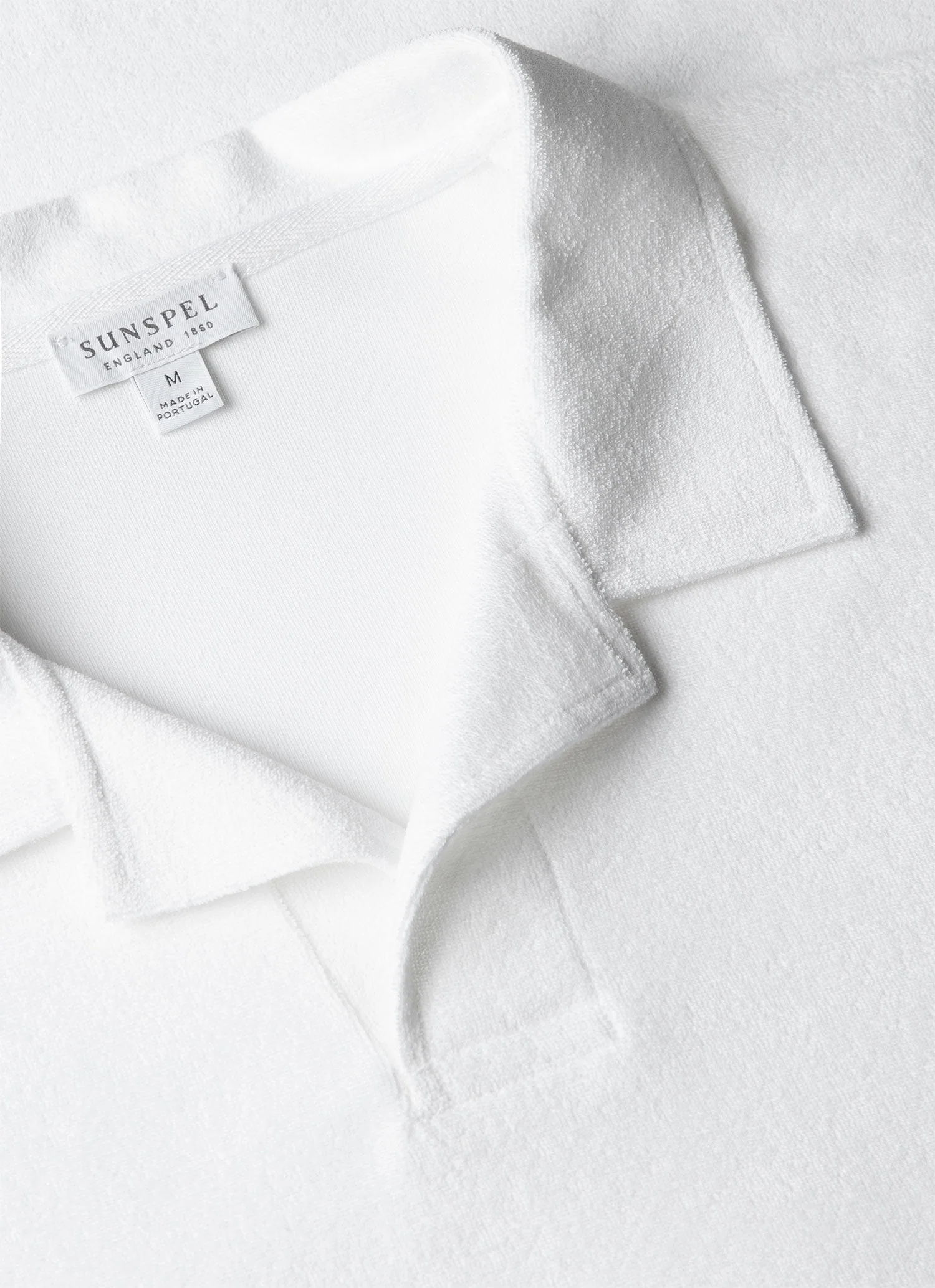 Men's Towelling Polo Shirt in White - Image 4