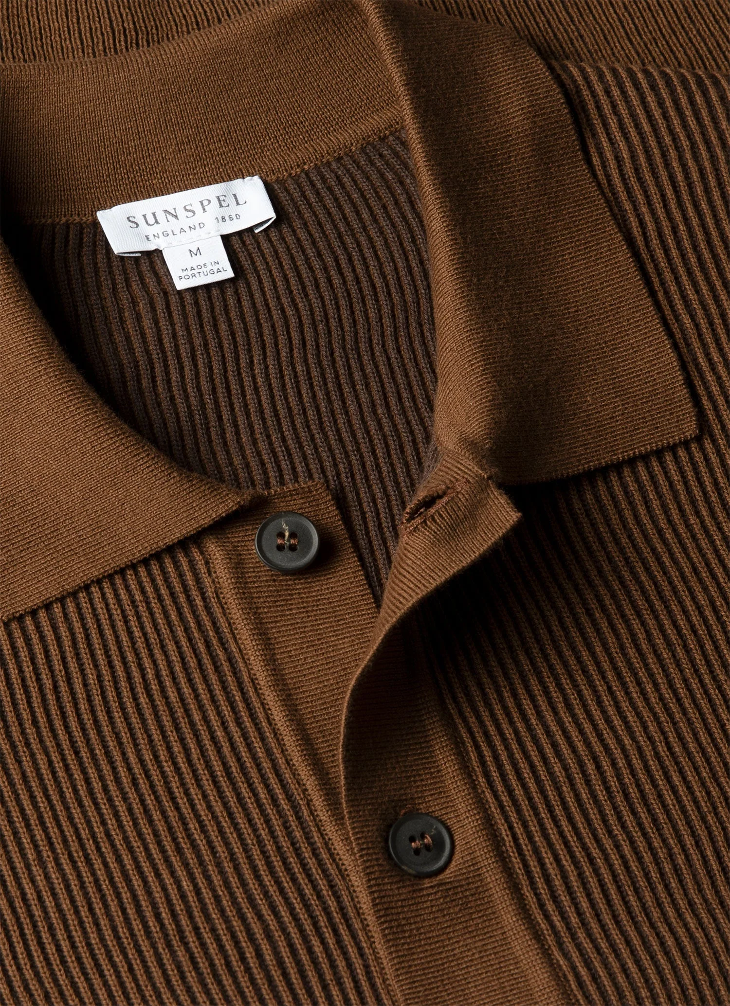 Men's Contrast Rib Polo Shirt in Bronze - Image 4