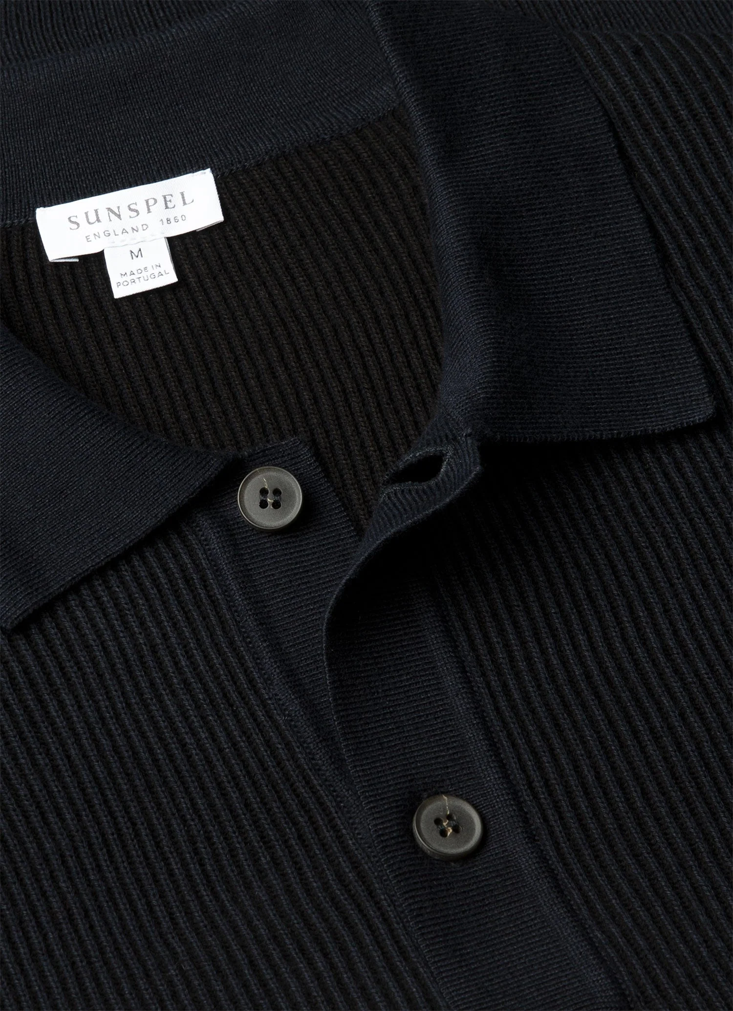 Men's Contrast Rib Polo Shirt in Navy - Image 4