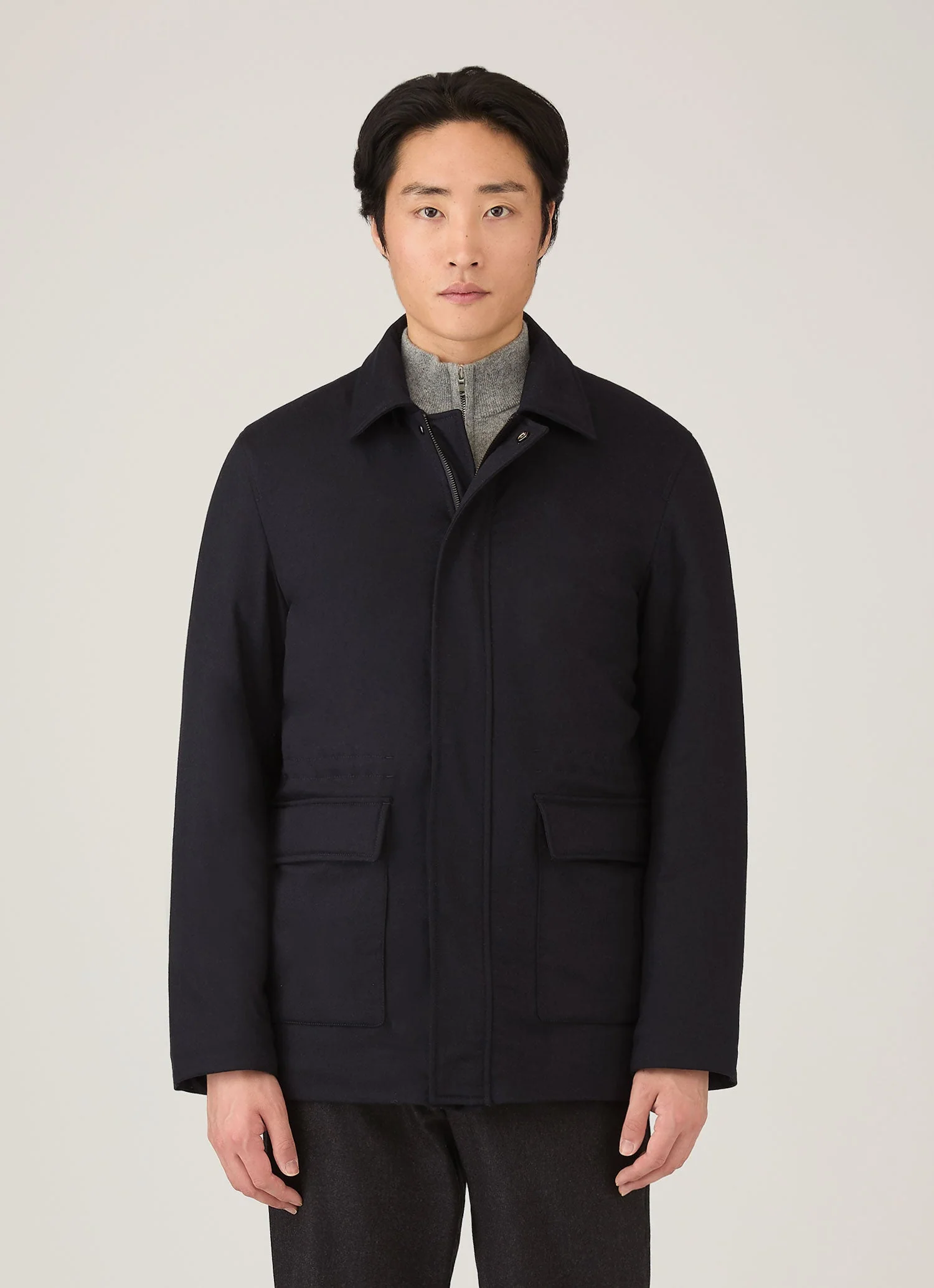 Men's Wool Cashmere Field Jacket in Navy - Image 2