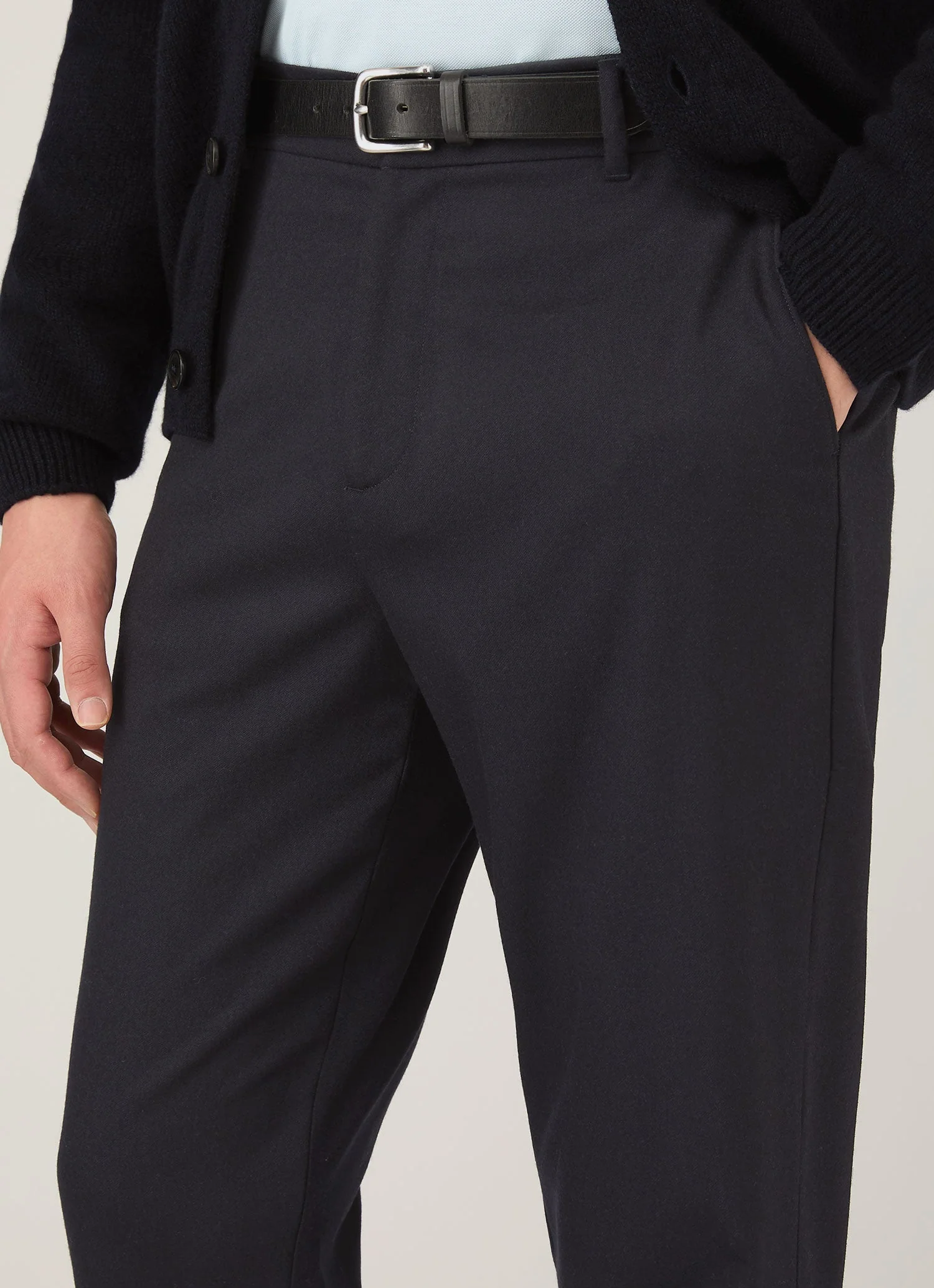 Men's Wool Cashmere Flannel Trouser in Navy - Image 6