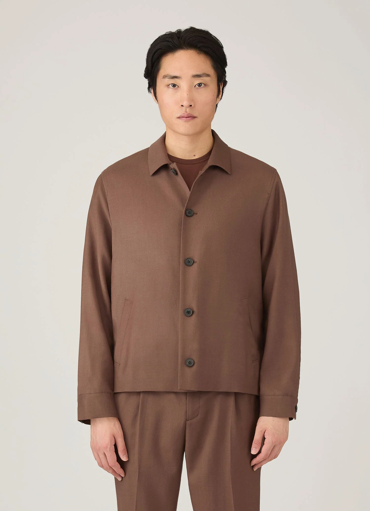 Men's Wool Twill Jacket in Light Brown - Image 2