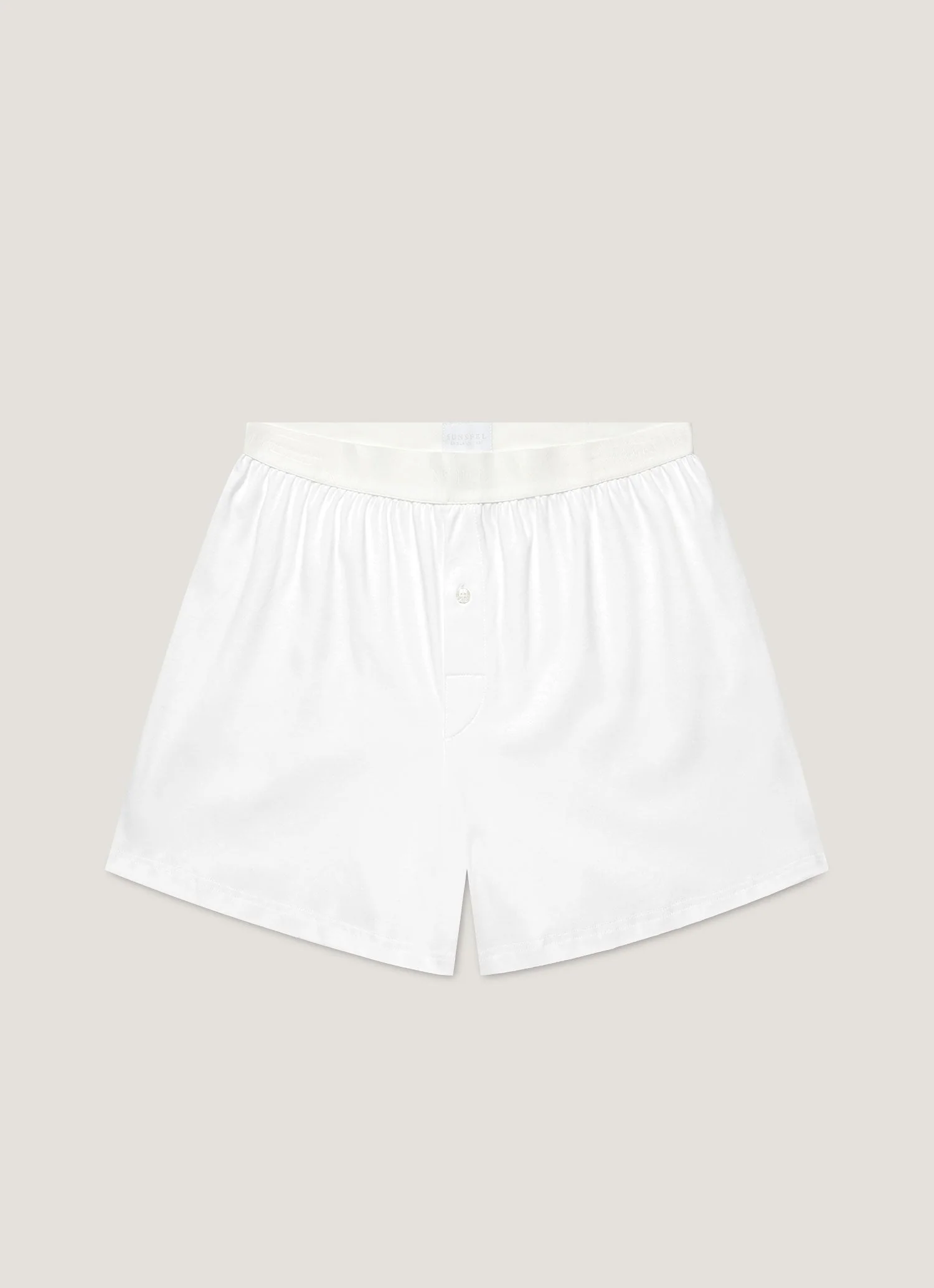 Men's Sea Island Cotton One-Button Boxer Short in White