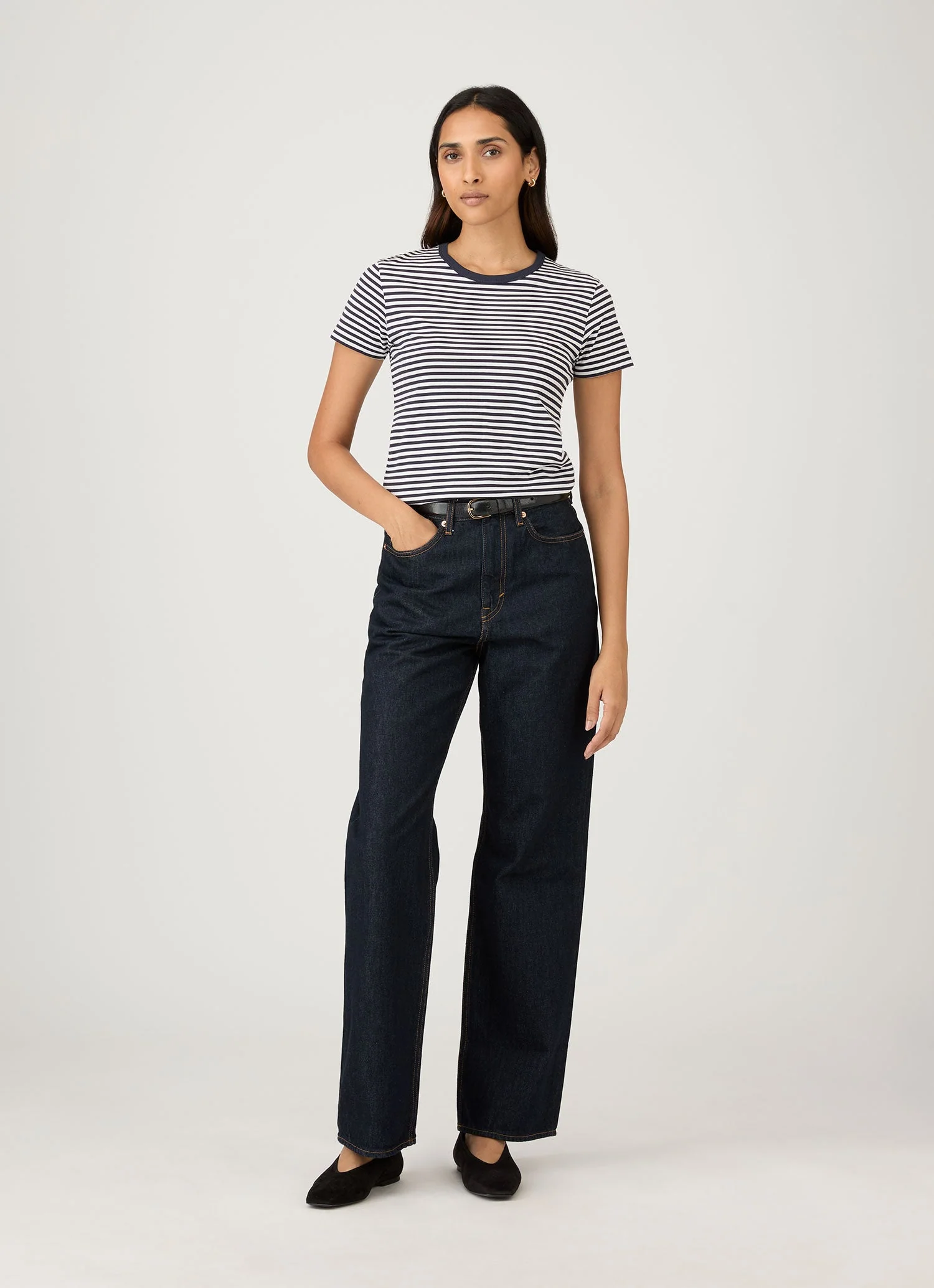Women's Classic T-shirt in Navy/White English Stripe - Image 2