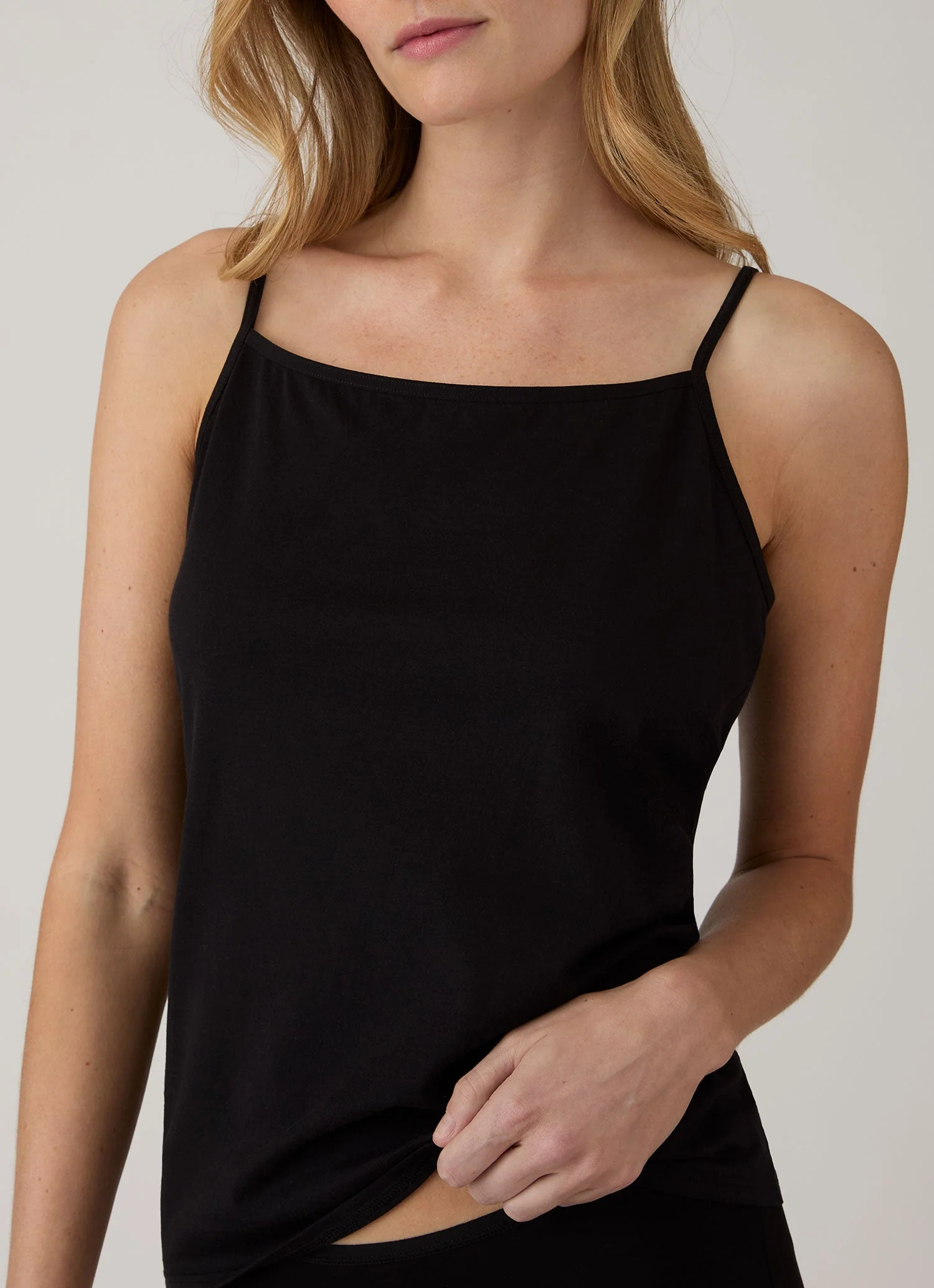 Women's Cotton Cami in Black - Image 3