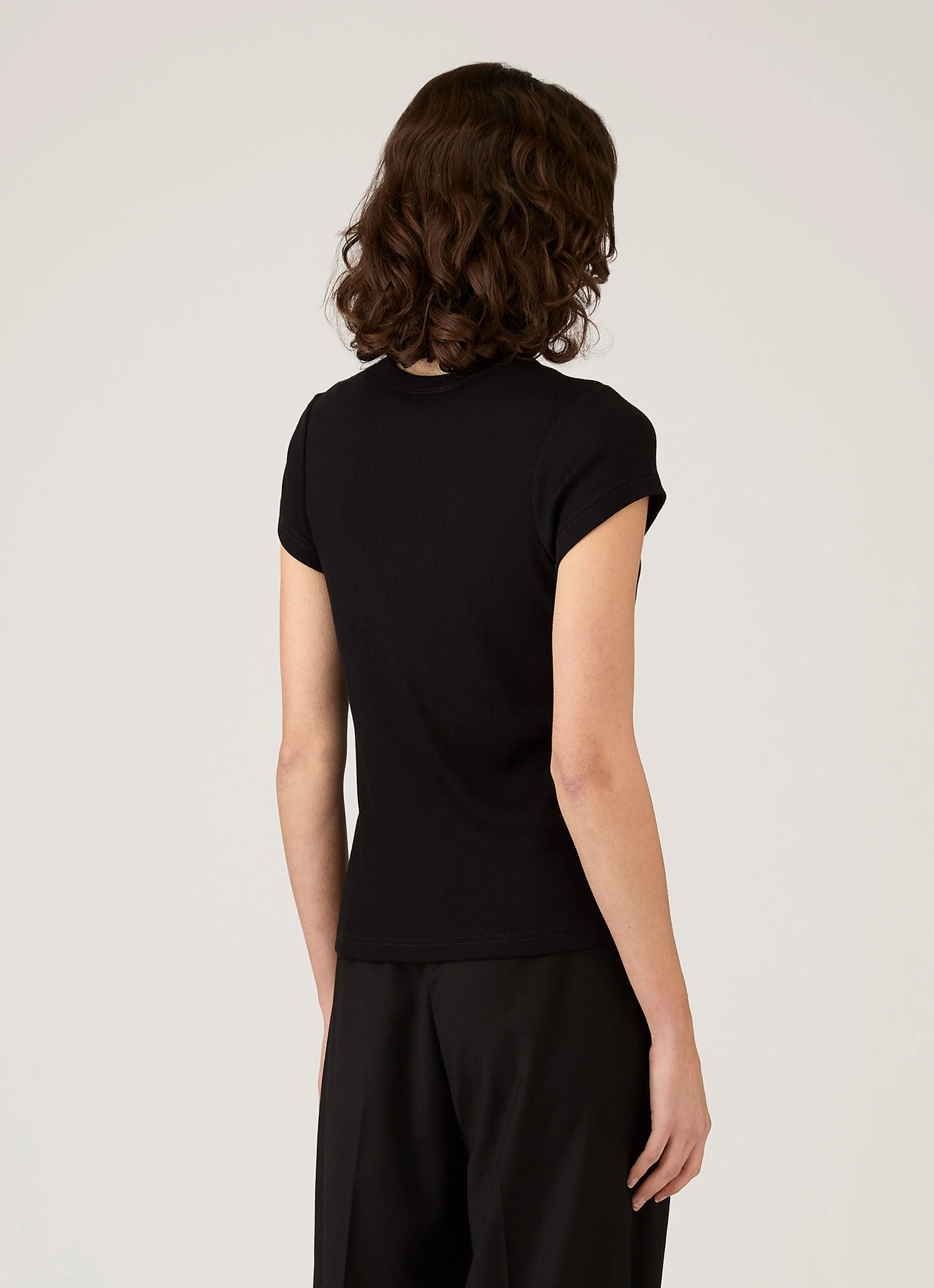 Women's Ribbed T-shirt in Black - Image 3