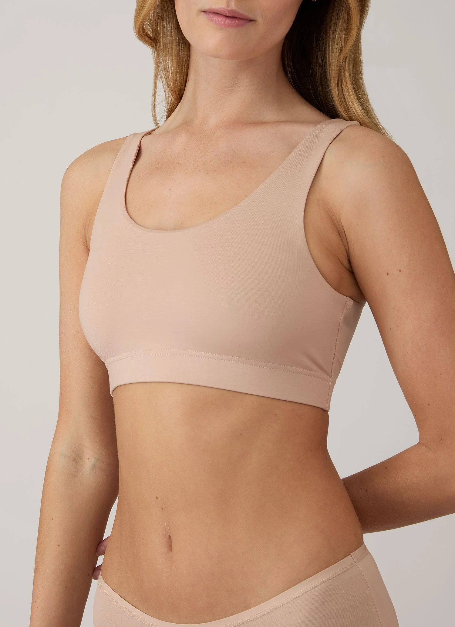Women's Tencel™ Scoop Bralette in Beige - Image 3