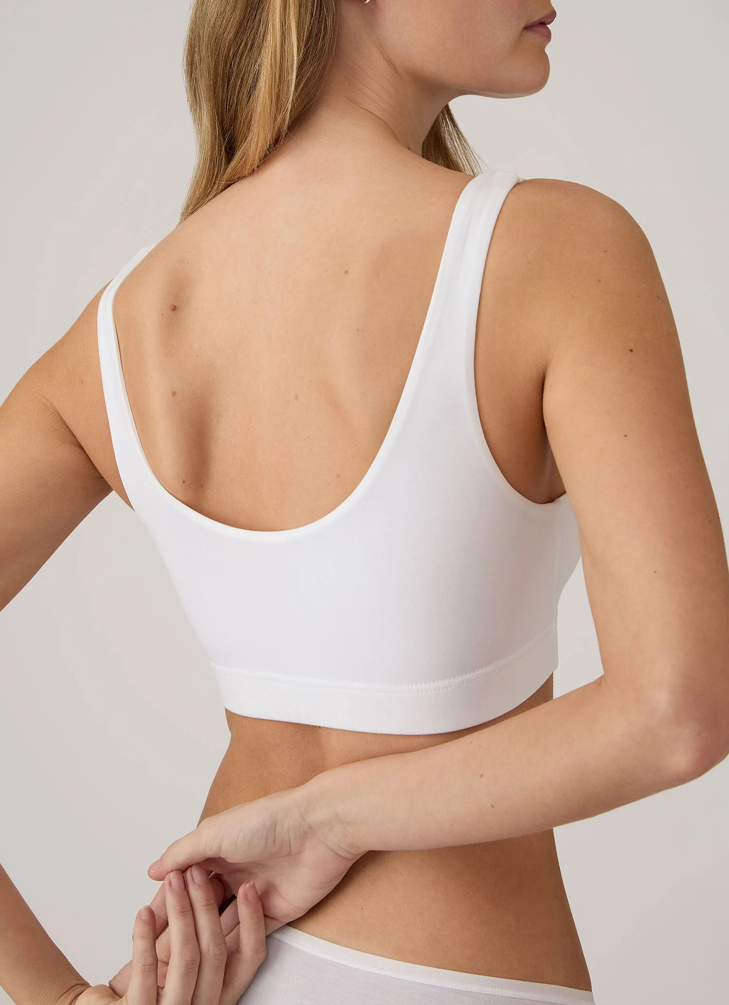 Women's Tencel™ Scoop Bralette in White - Image 4